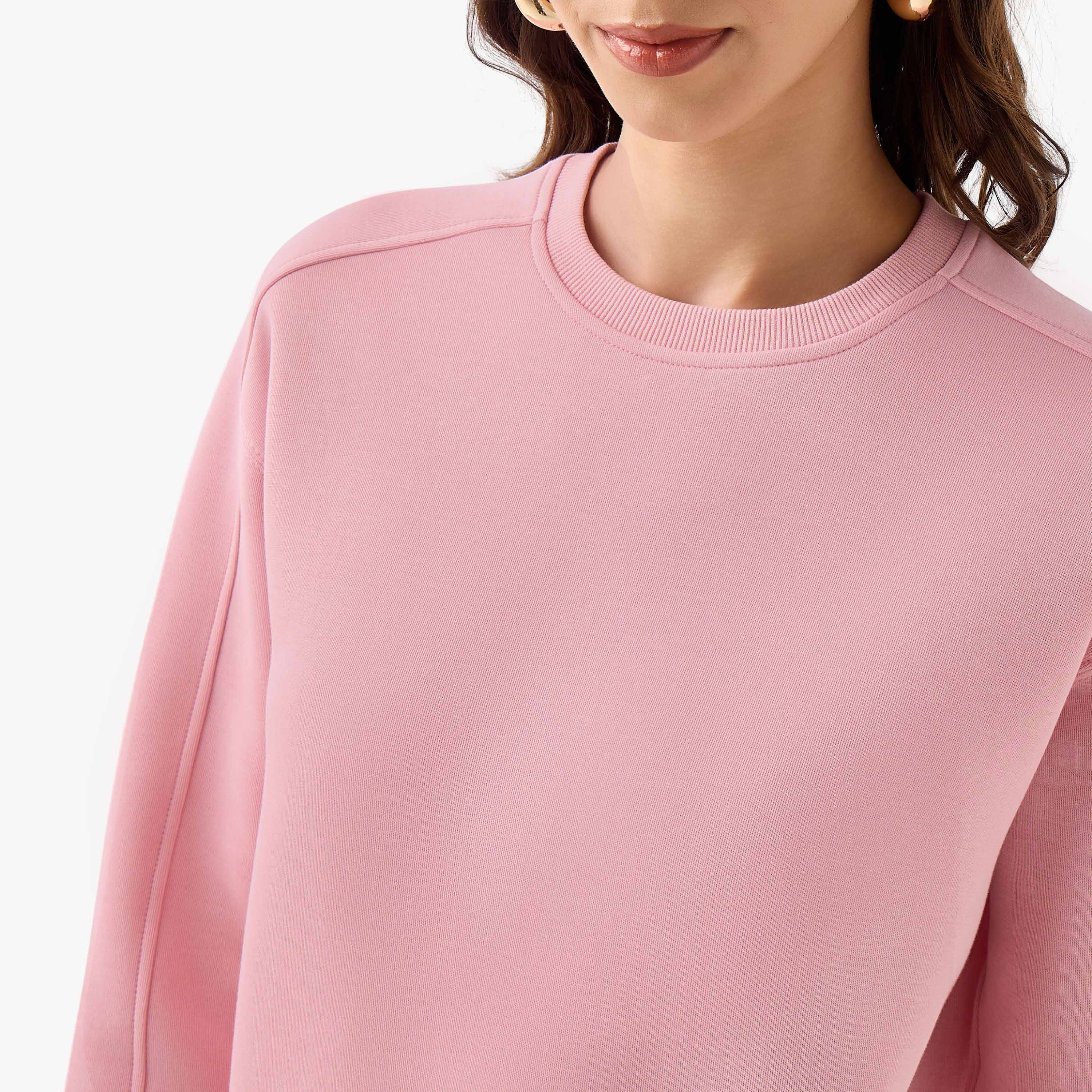 Relaxed Fit Sweatshirt with Cut and Sew-women-winterwear-hoodiesandsweatshirts-sweatshirts-image-4