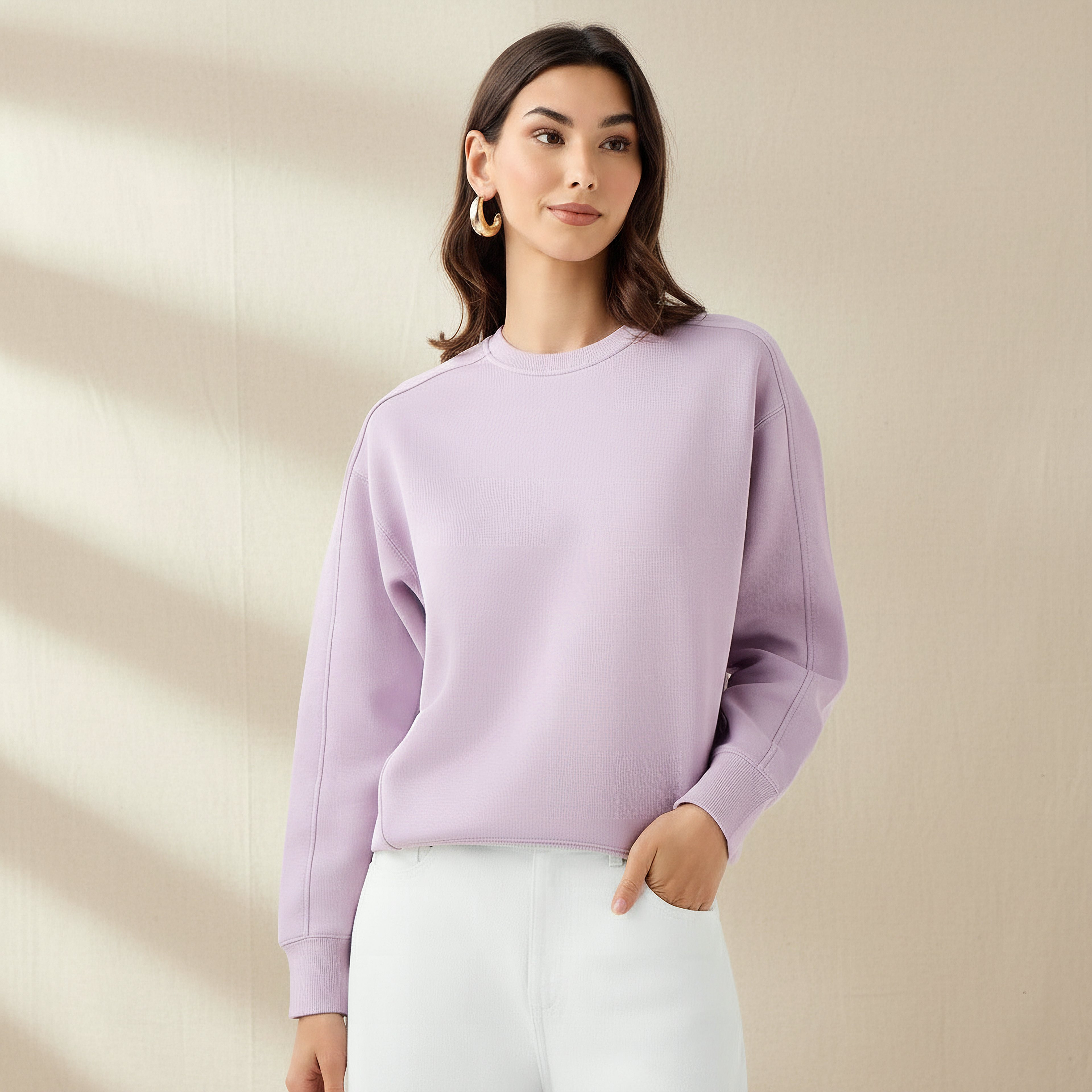 Relaxed Fit Sweatshirt with Cut and Sew-women-winterwear-hoodiesandsweatshirts-sweatshirts-image-1