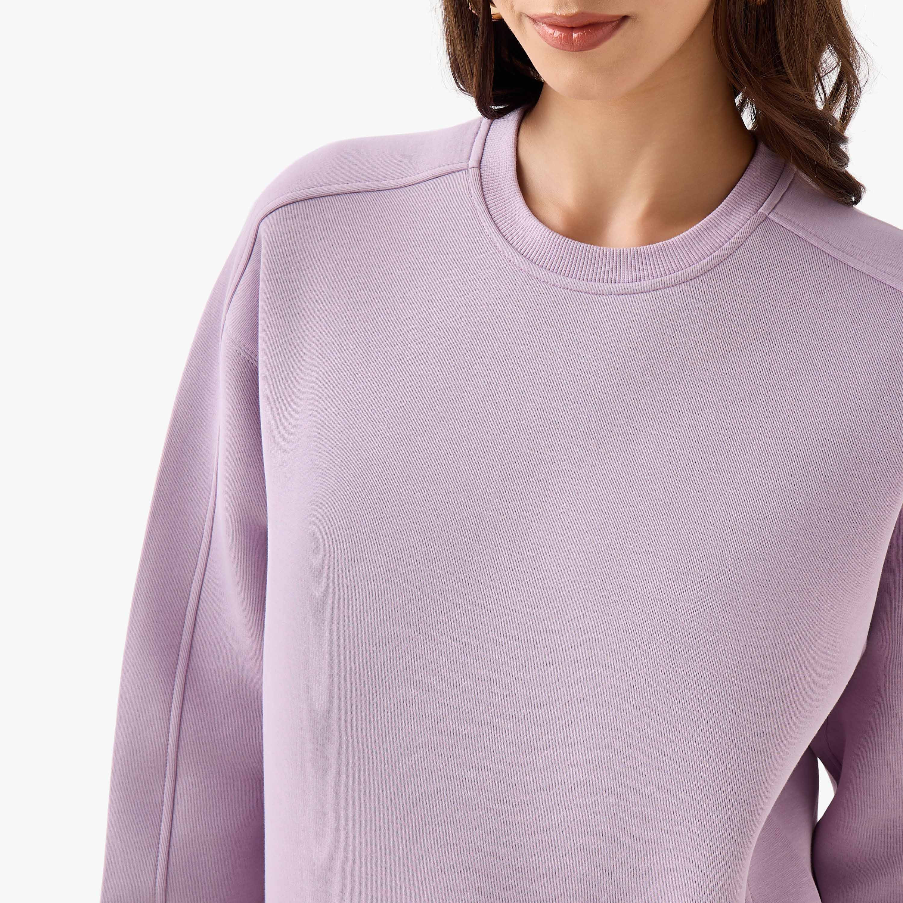 Relaxed Fit Sweatshirt with Cut and Sew-women-winterwear-hoodiesandsweatshirts-sweatshirts-image-4