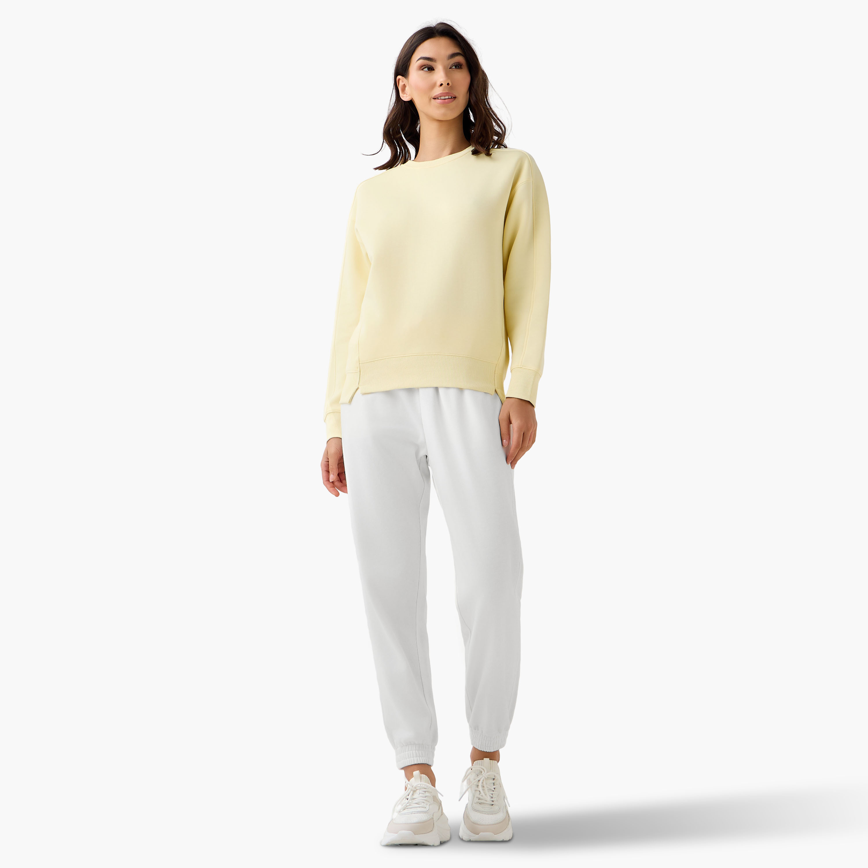 Relaxed Fit Sweatshirt with Cut and Sew-women-winterwear-hoodiesandsweatshirts-sweatshirts-image-2