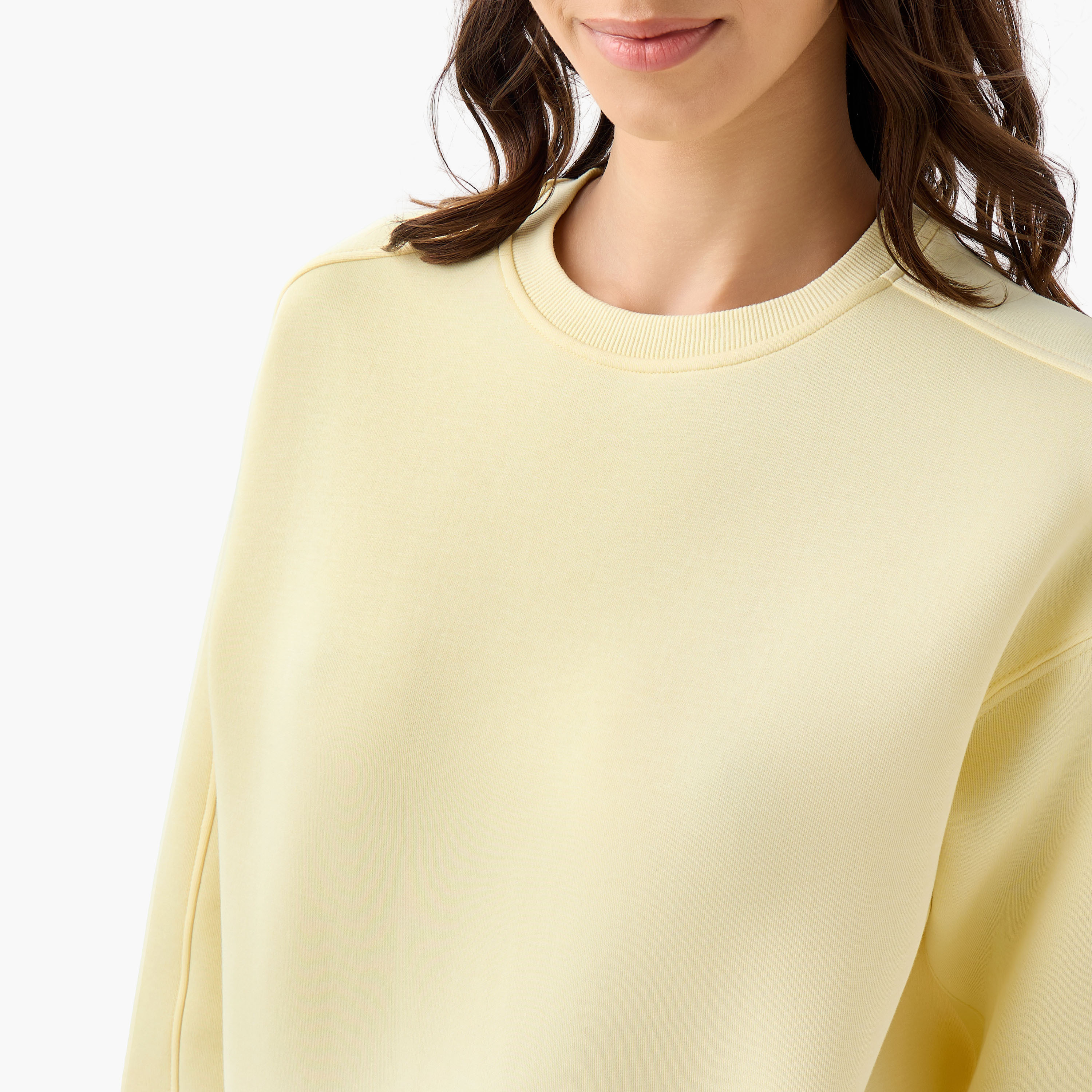 Relaxed Fit Sweatshirt with Cut and Sew-women-winterwear-hoodiesandsweatshirts-sweatshirts-image-4
