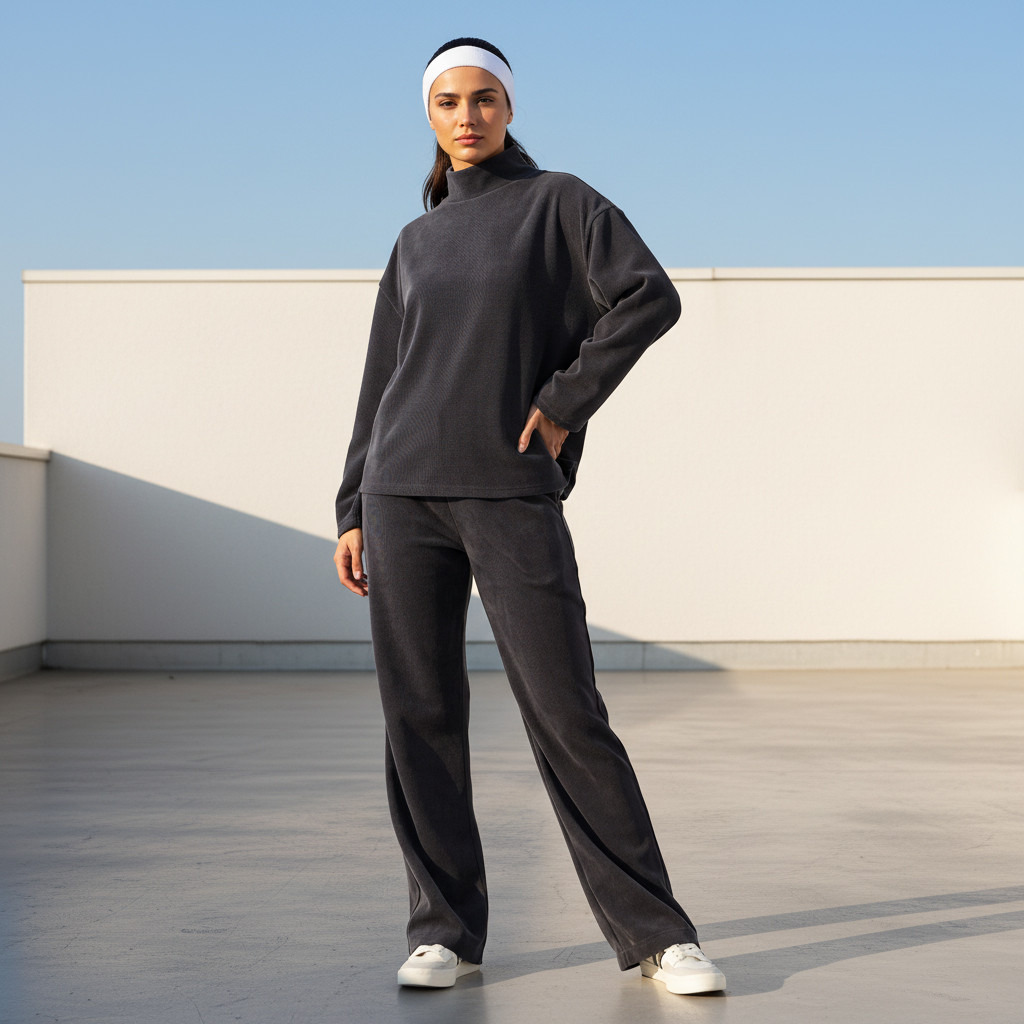 Regular Fit T-shirt with Turtleneck-women-clothing-coordsets-image-2