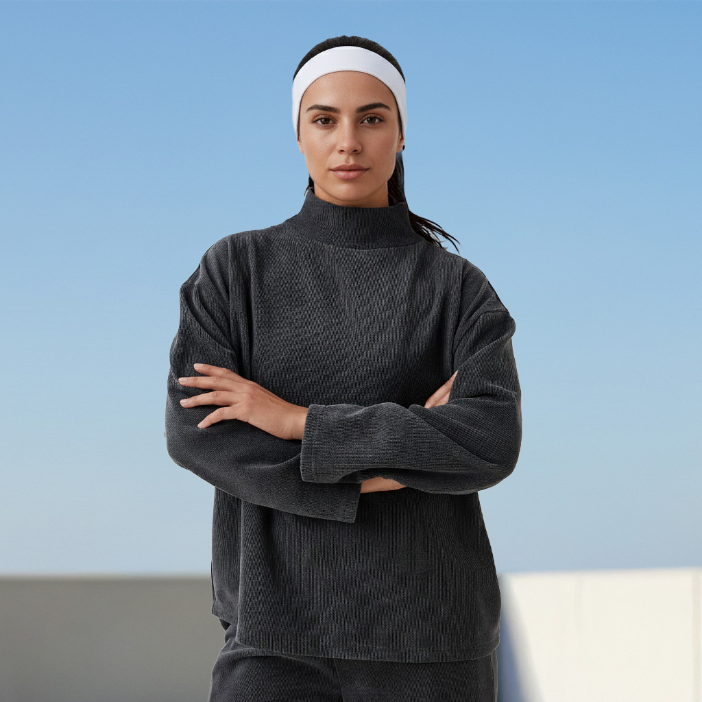 Regular Fit T-shirt with Turtleneck-women-clothing-coordsets-image-4
