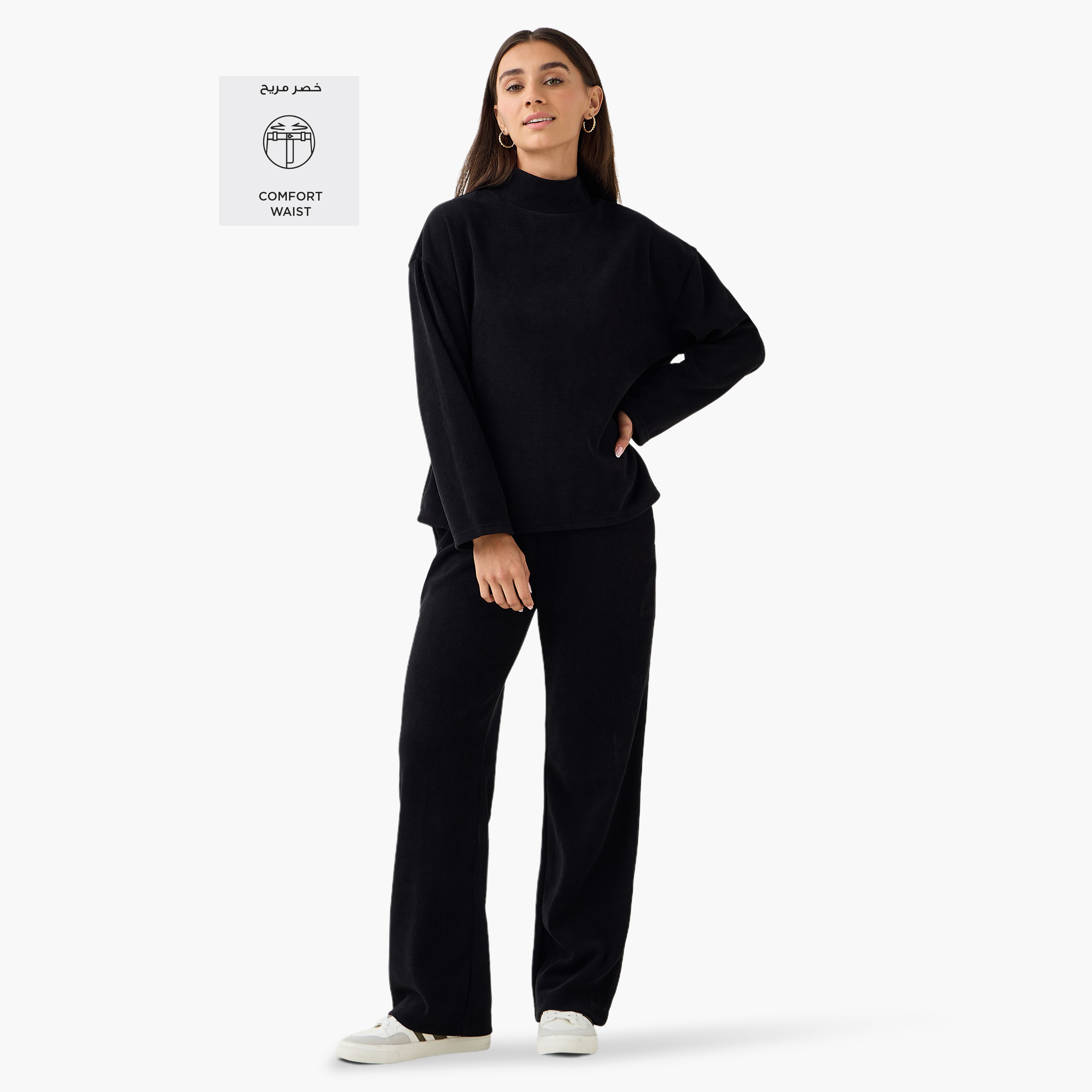 Regular Fit Flexi Waist Corduroy Ribbed Pants-women-clothing-bottoms-joggers-image-2