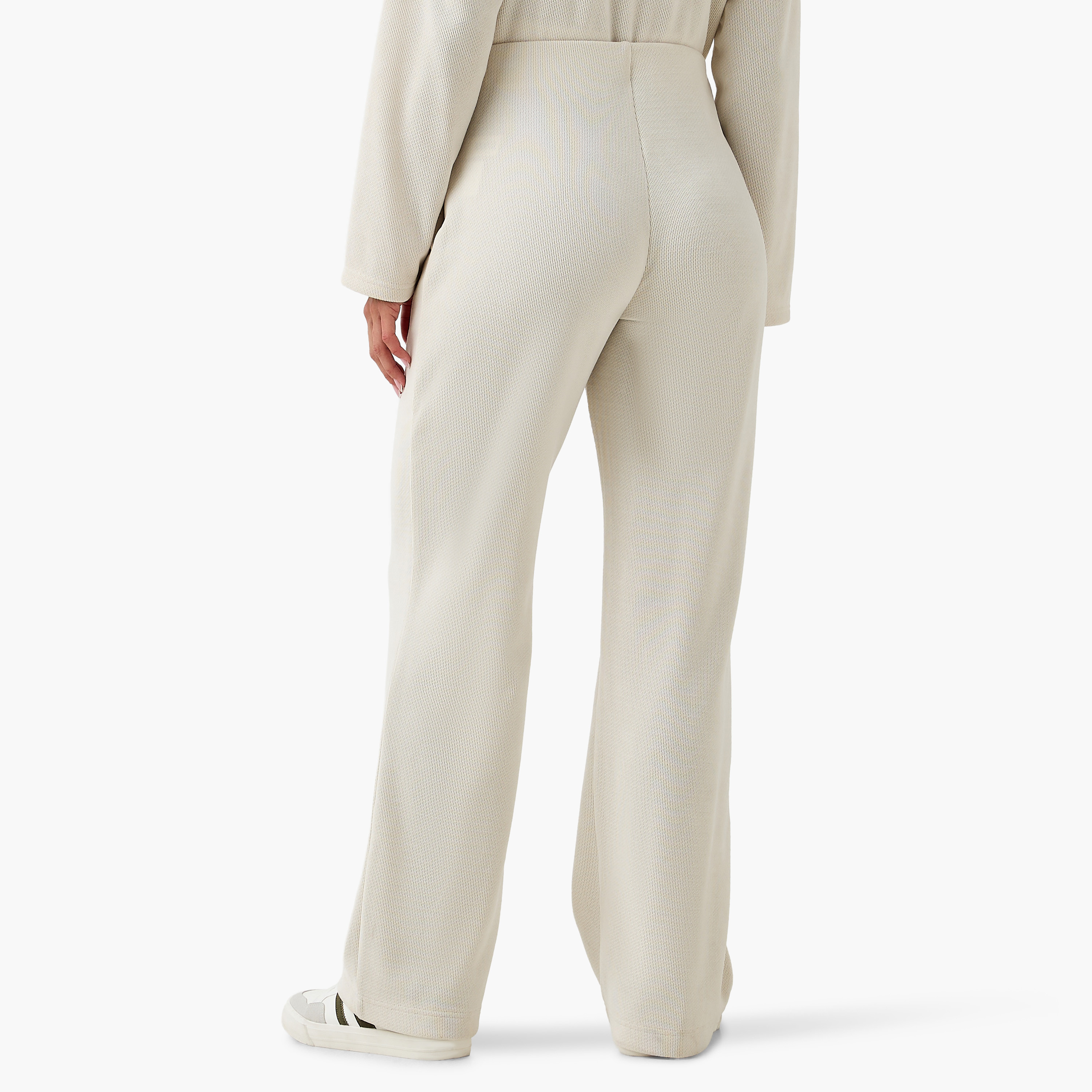بنطلون كوردروي مضلّع  بقصّة عادية وخصر مرن-women-clothing-bottoms-joggers-image-4