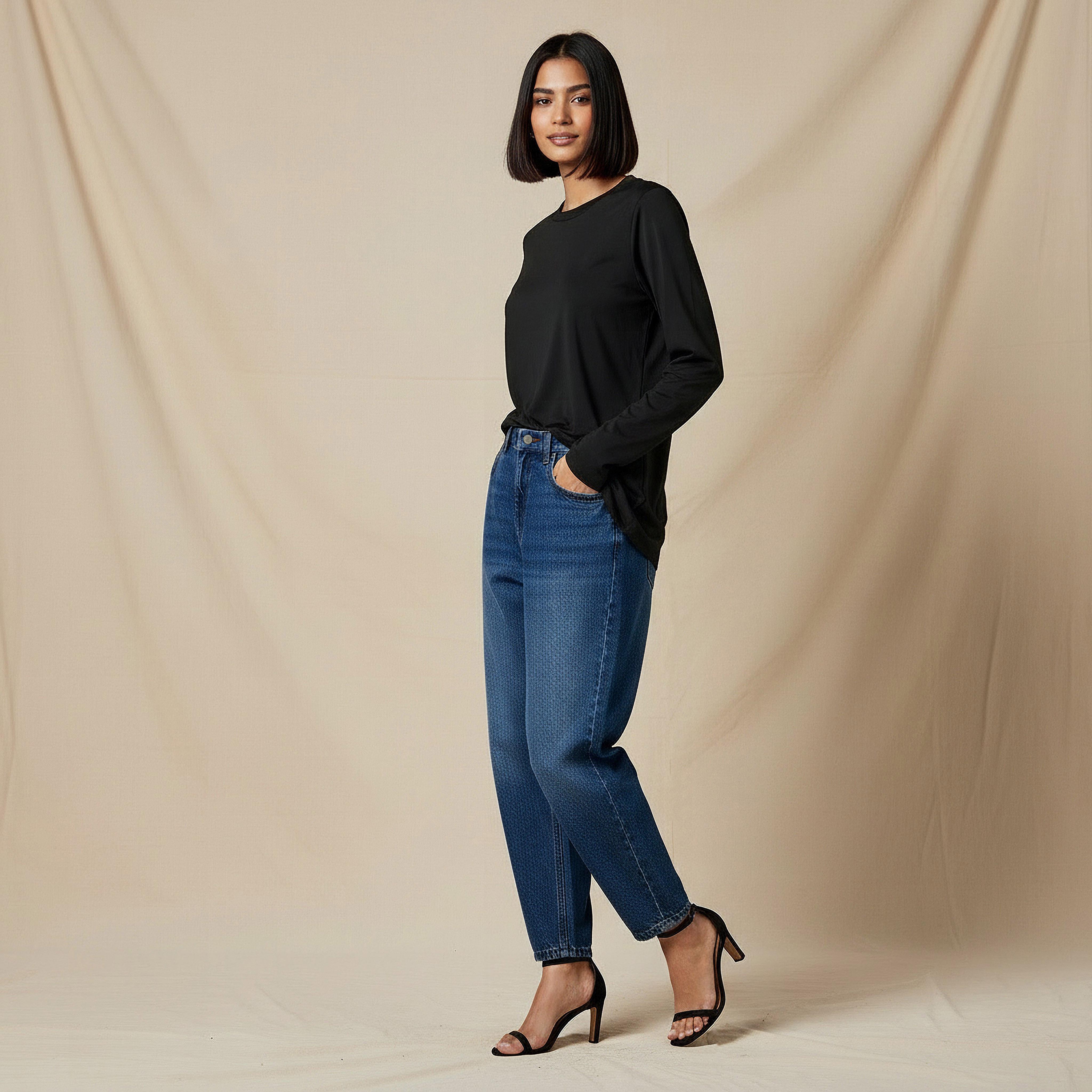 Regular Fit Longline T-shirt with Slit Detail-women-clothing-tshirts-image-2