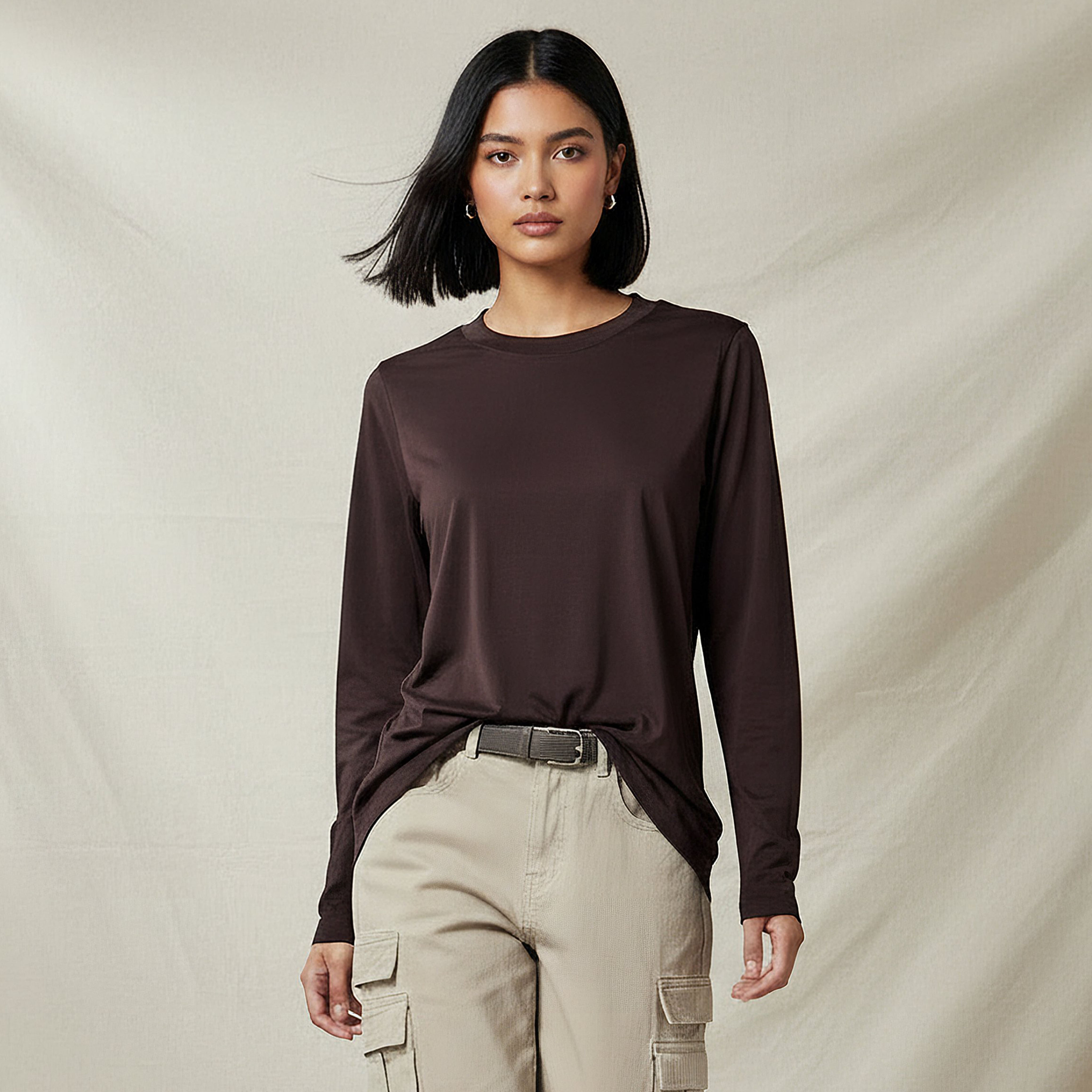 Regular Fit Longline T-shirt with Slit Detail-women-clothing-tshirts-image-1