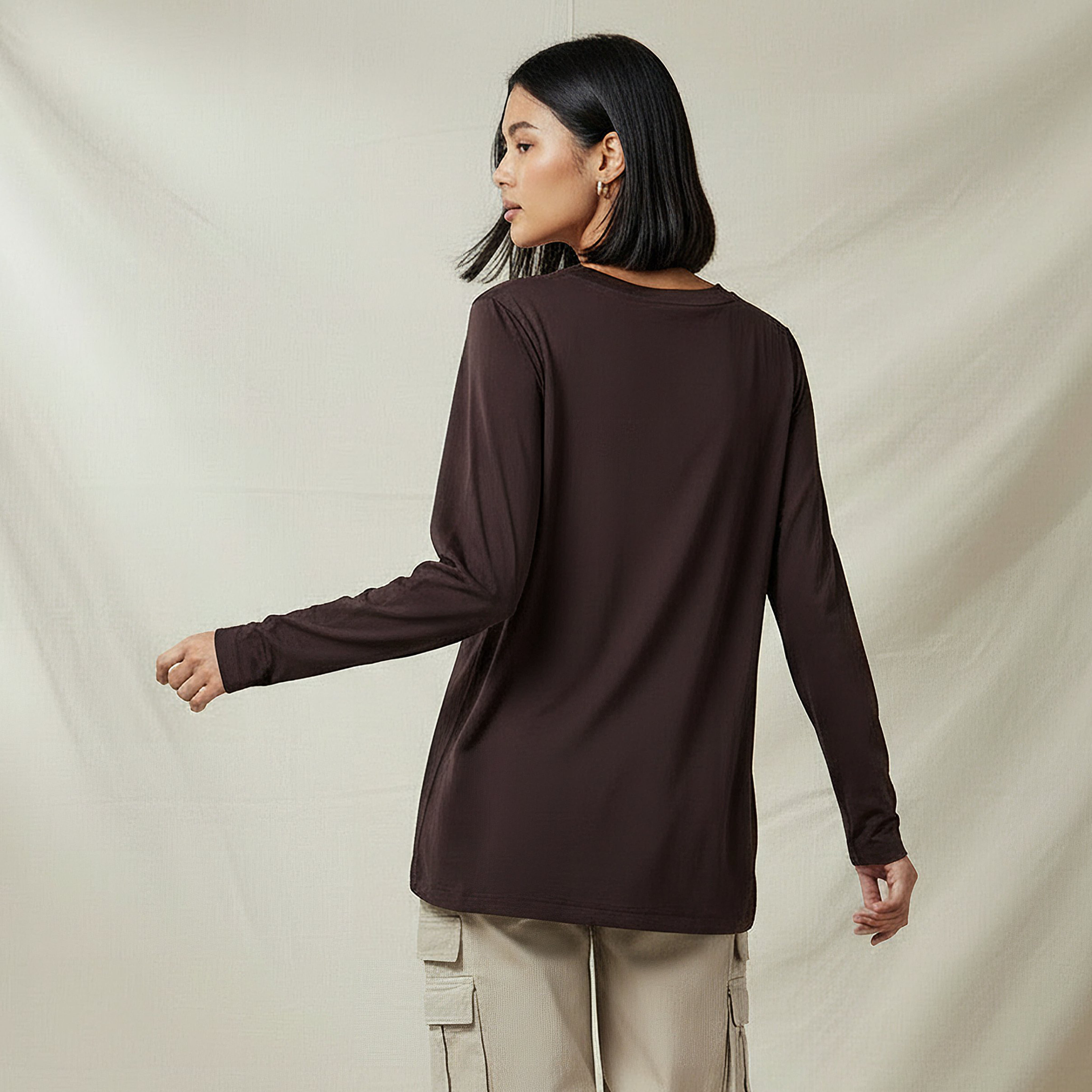 Regular Fit Longline T-shirt with Slit Detail-women-clothing-tshirts-image-4