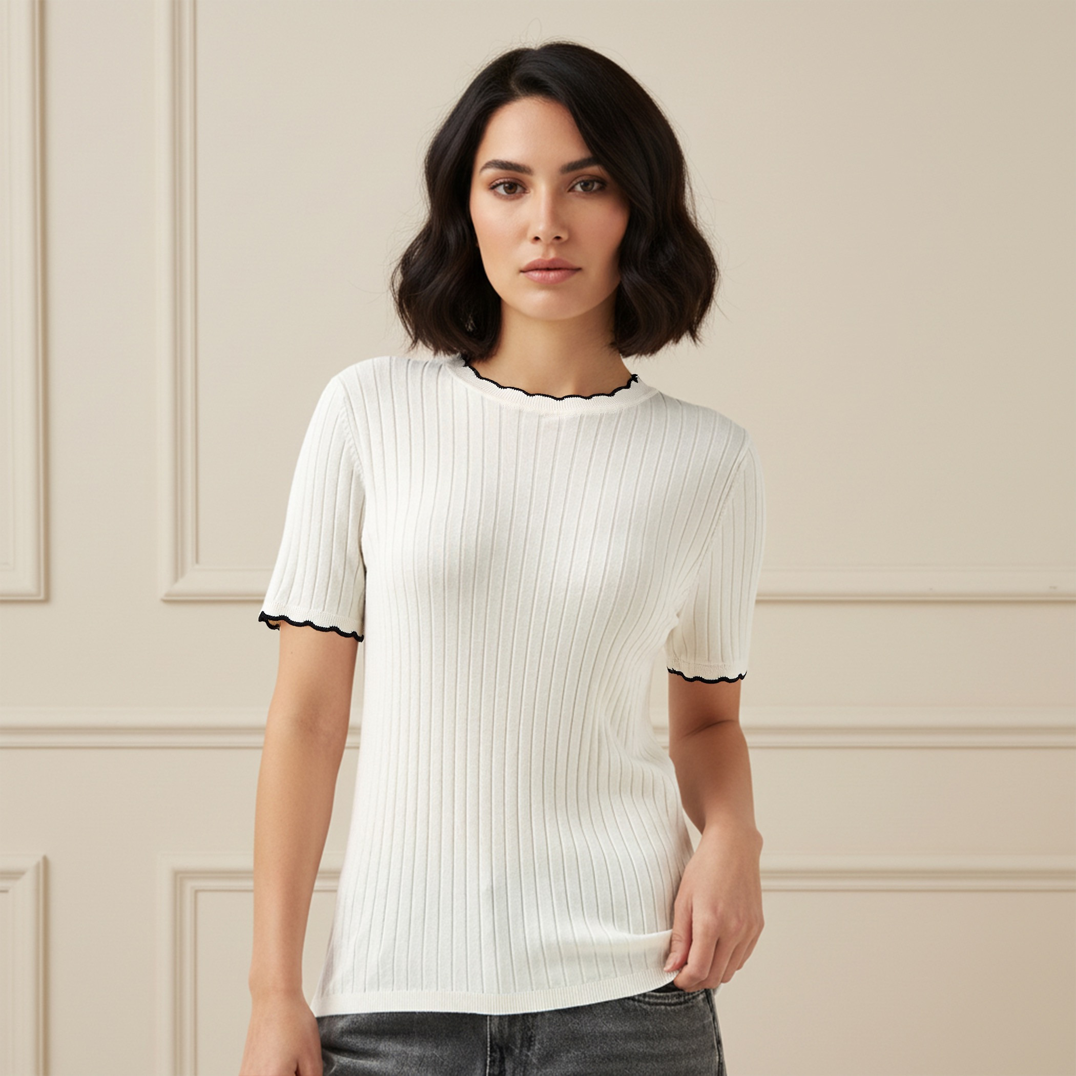 Ribbed Scallop Neck Sweater-women-clothing-cardigansandjumpers-jumpers-image-1