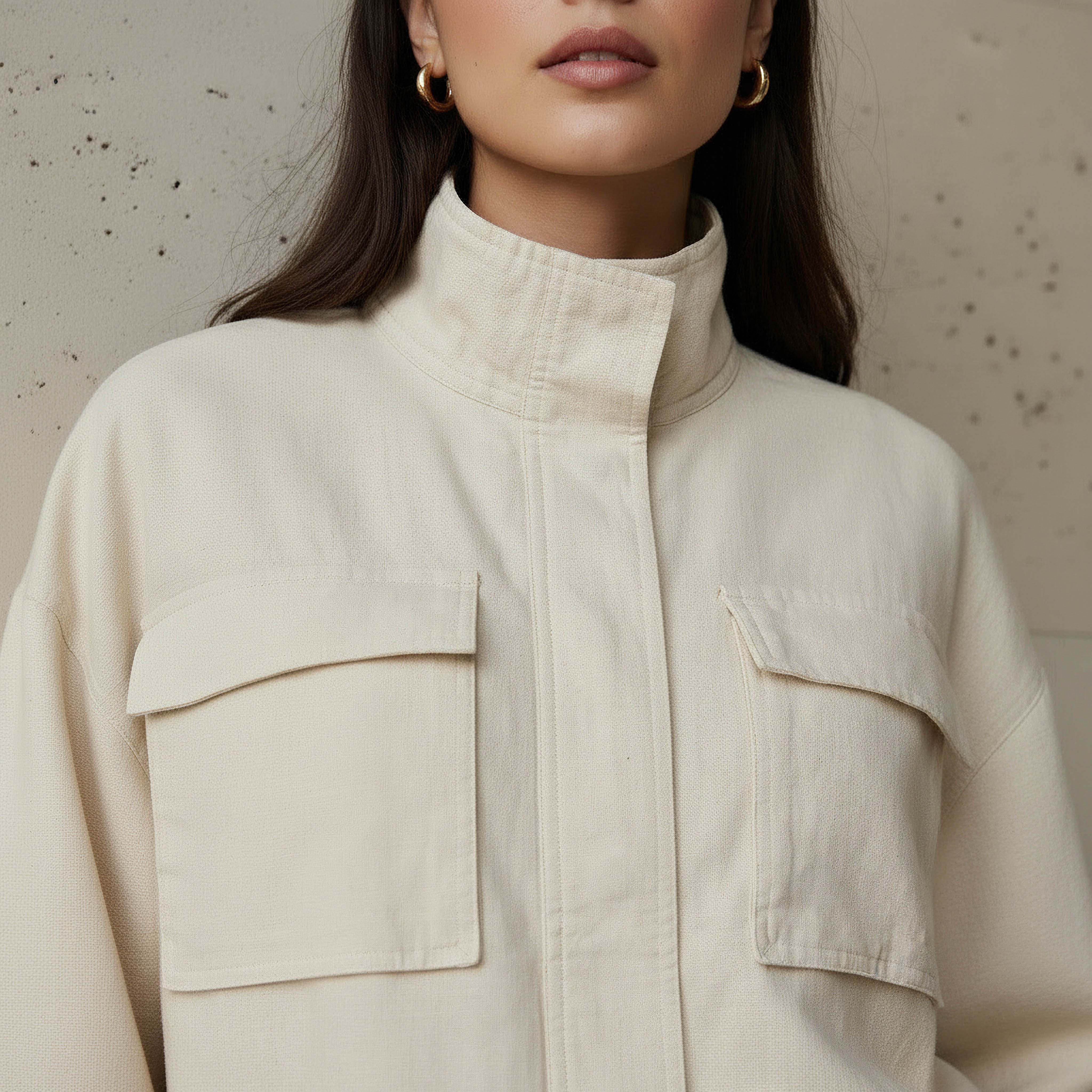 جاكيت بومبر متعدد الاستخدامات من مزيج الكتان بياقة عالية-women-winterwear-coatsandjackets-jackets-image-1