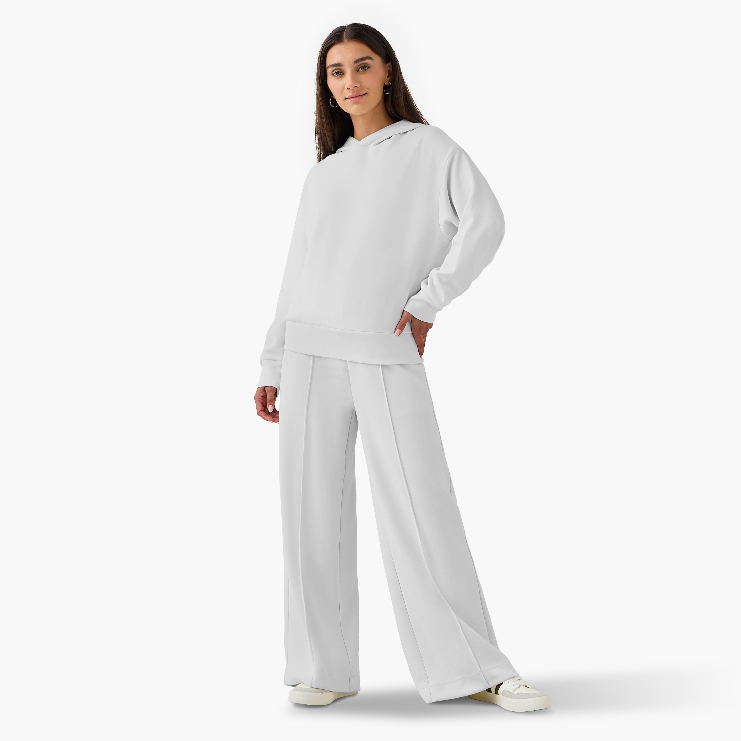 Hoodie with Ribbed Design-women-clothing-coordsets-image-2