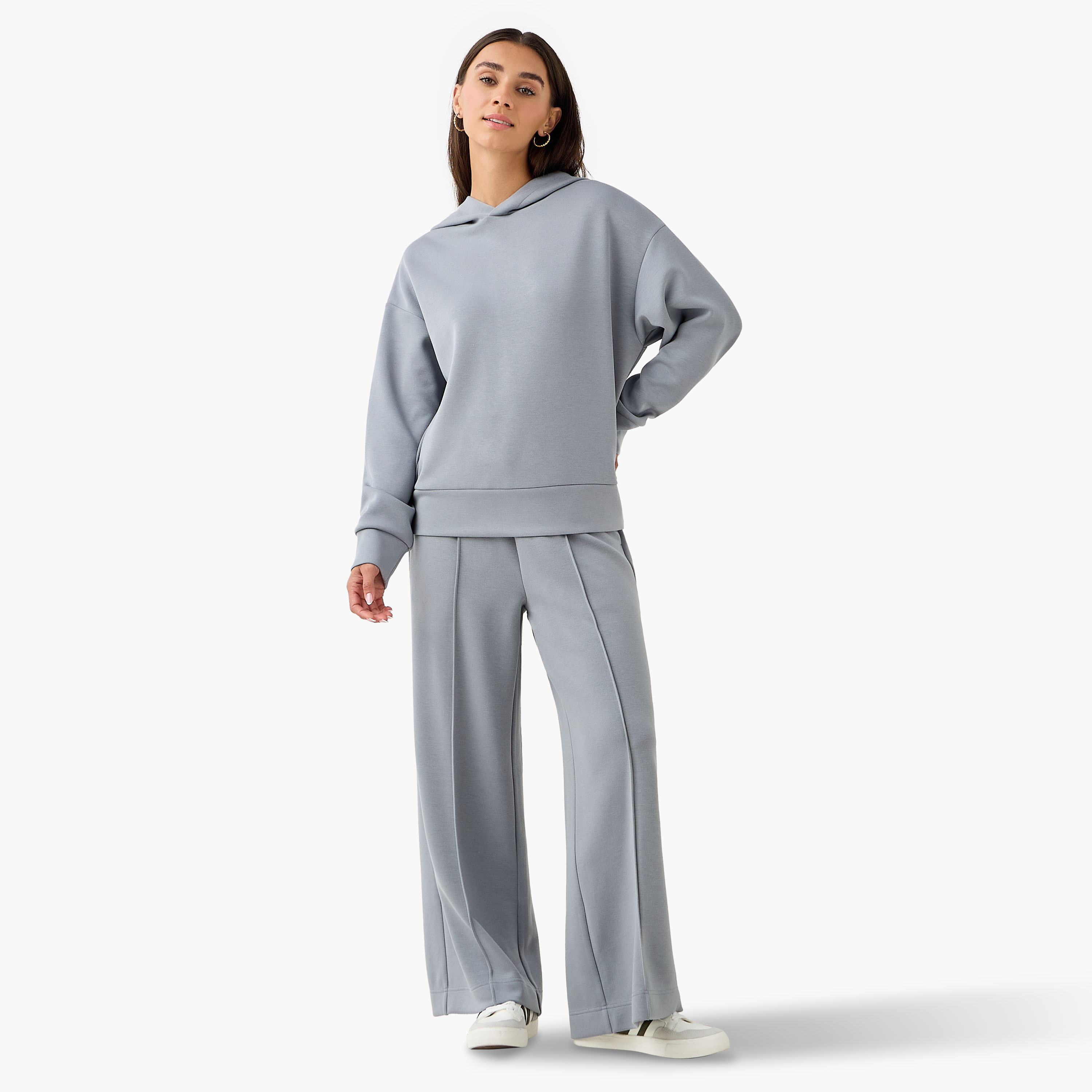 Hoodie with Ribbed Design-women-clothing-coordsets-image-2