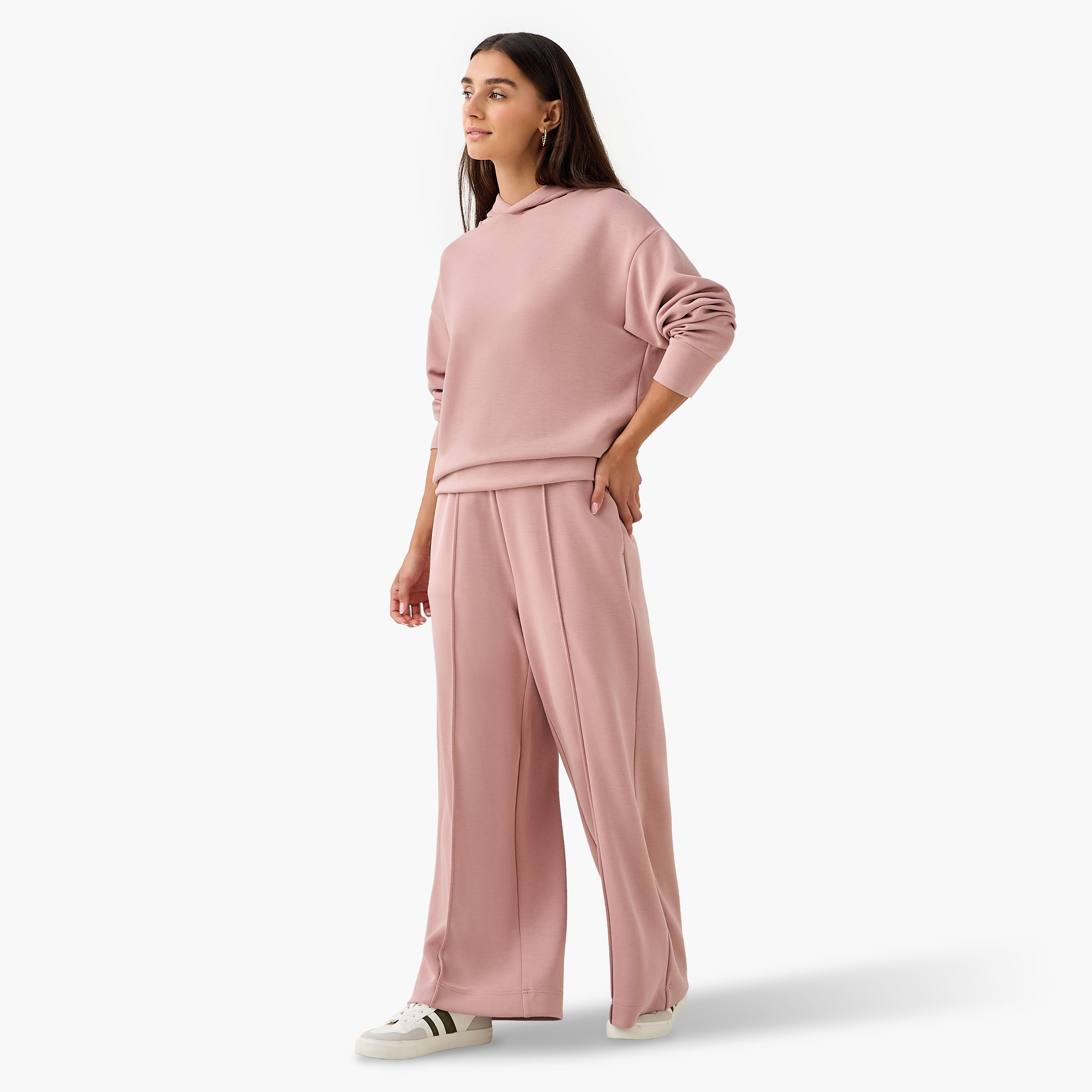 Hoodie with Ribbed Design-women-clothing-coordsets-image-2