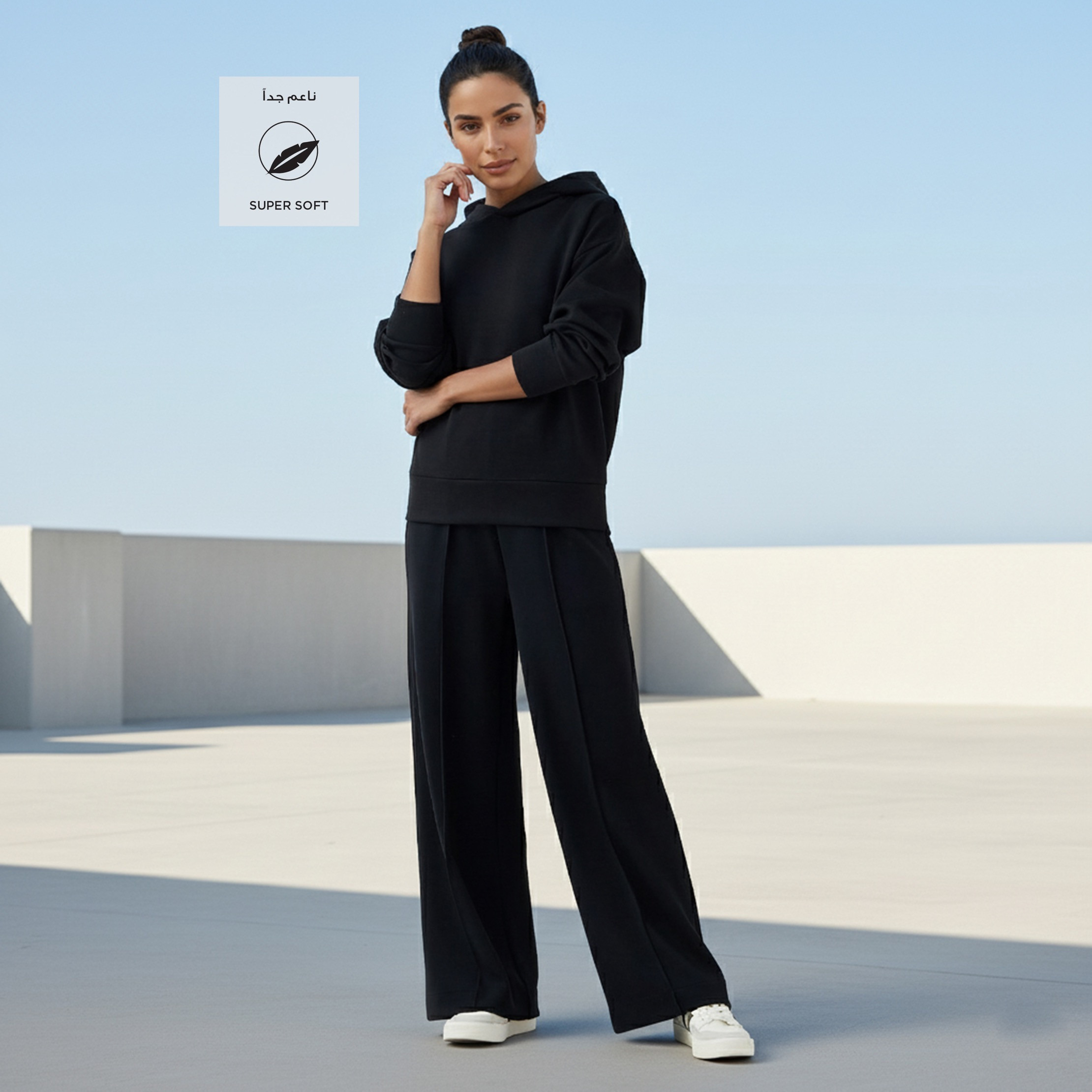 Regular Fit Flexi Waist Soft Touch Wide Leg Pants with Pintuck Detail-women-clothing-bottoms-joggers-image-2