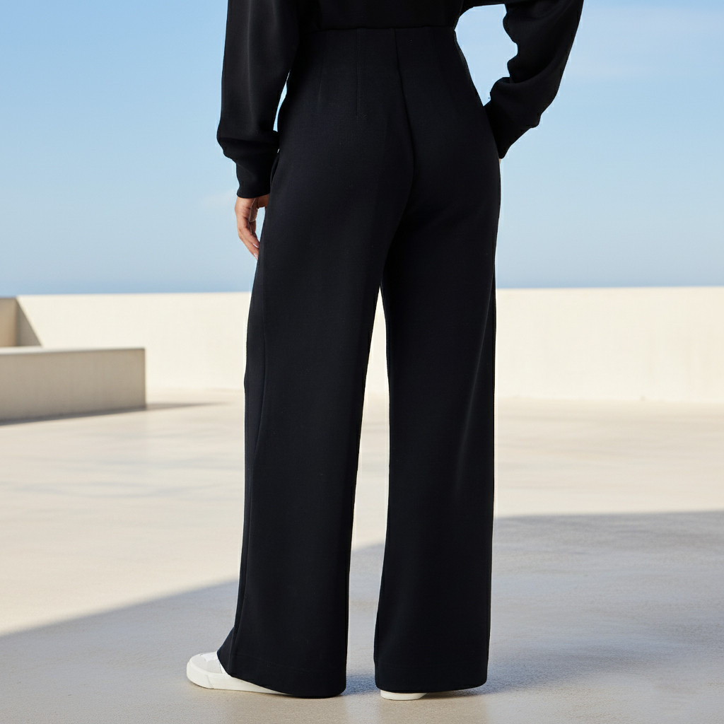 Regular Fit Flexi Waist Soft Touch Wide Leg Pants with Pintuck Detail-women-clothing-bottoms-joggers-image-3