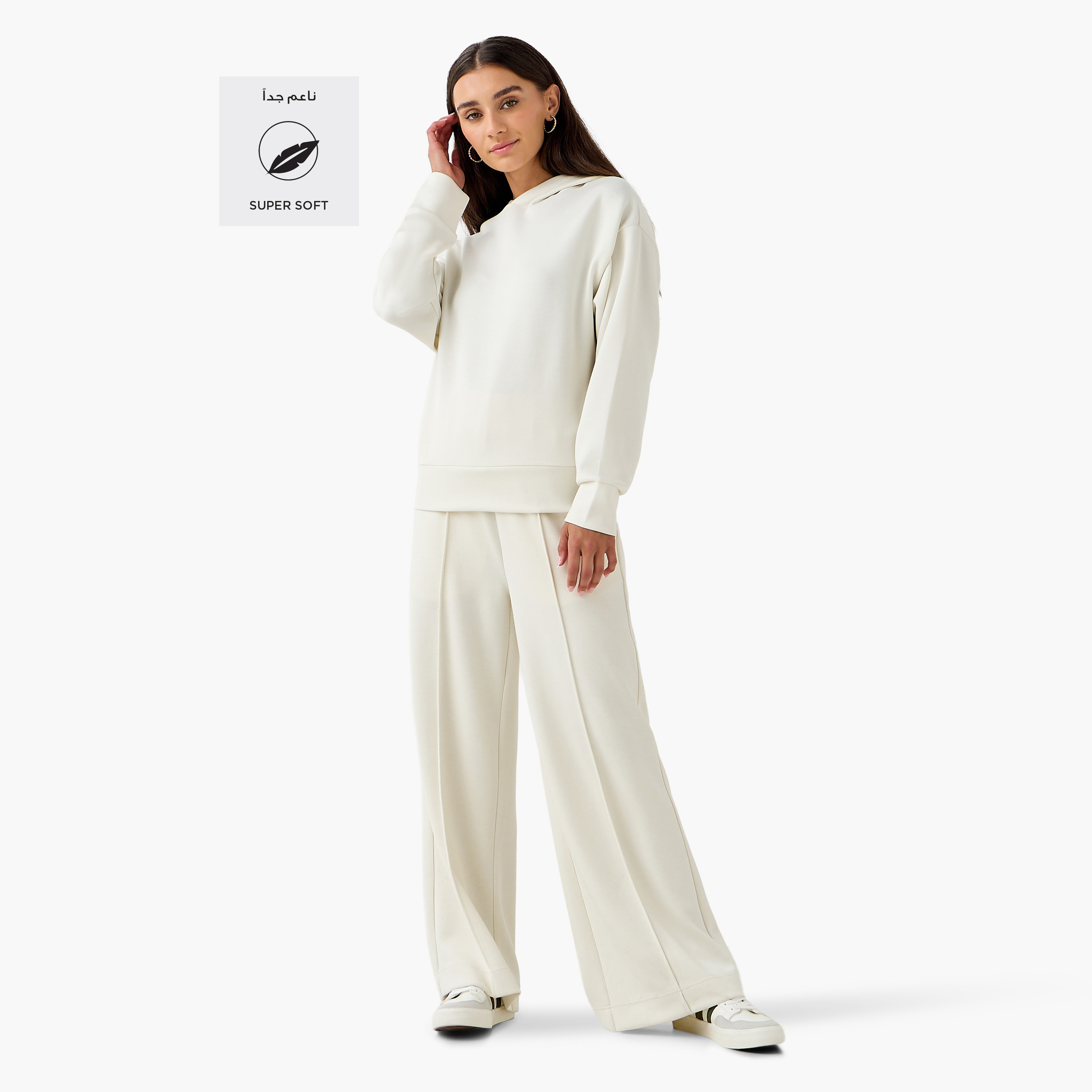 Regular Fit Flexi Waist Soft Touch Wide Leg Pants with Pintuck Detail-women-clothing-bottoms-joggers-image-2