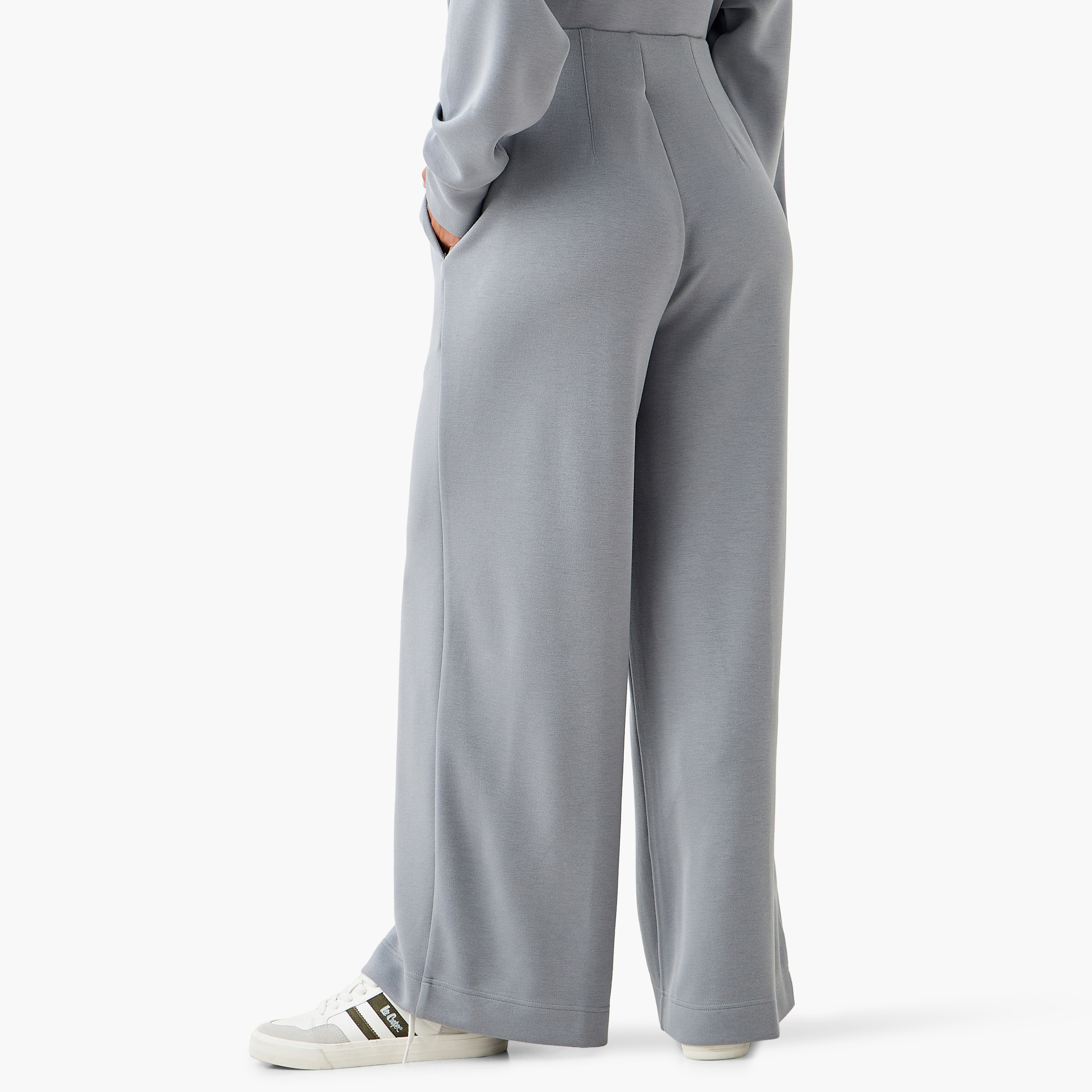 Regular Fit Flexi Waist Soft Touch Wide Leg Pants with Pintuck Detail-women-clothing-bottoms-joggers-image-4