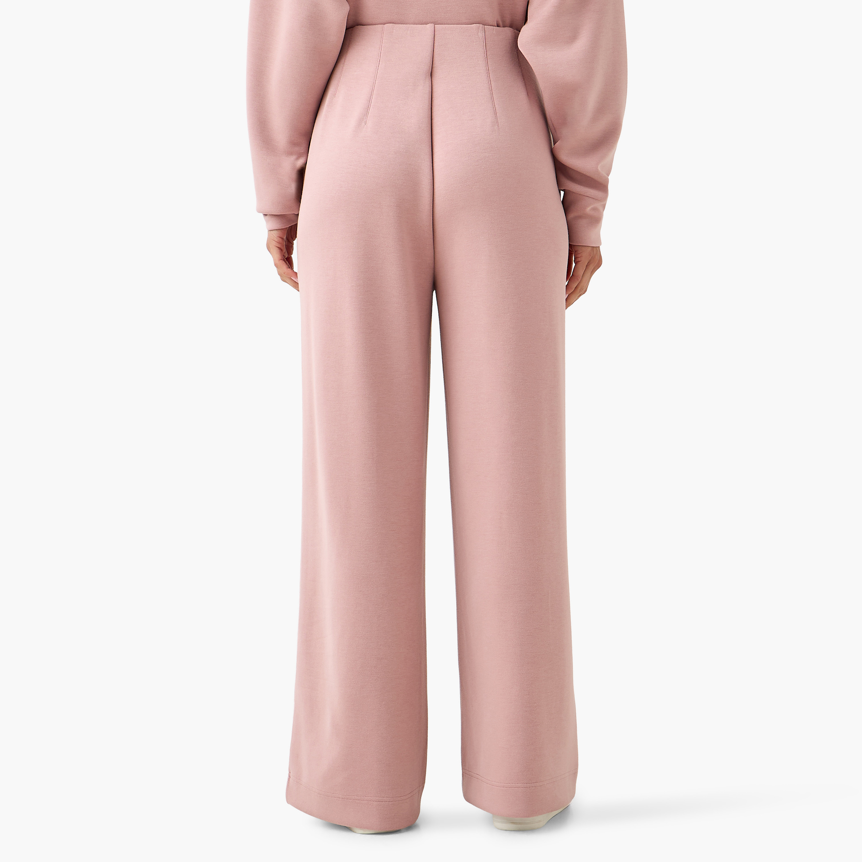 Regular Fit Flexi Waist Soft Touch Wide Leg Pants with Pintuck Detail-women-clothing-bottoms-joggers-image-4