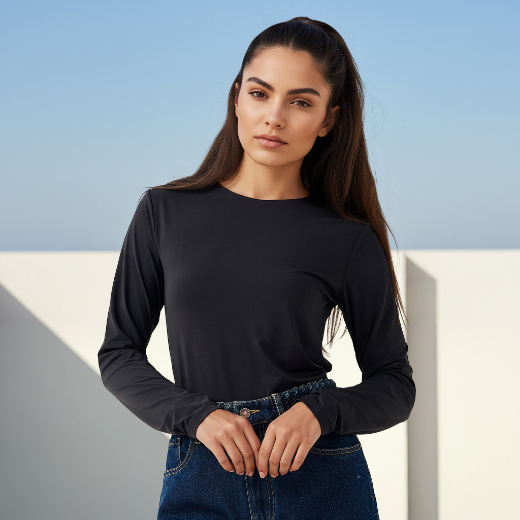 Regular Fit T-shirt with Long Sleeves-women-clothing-tshirts-image-1