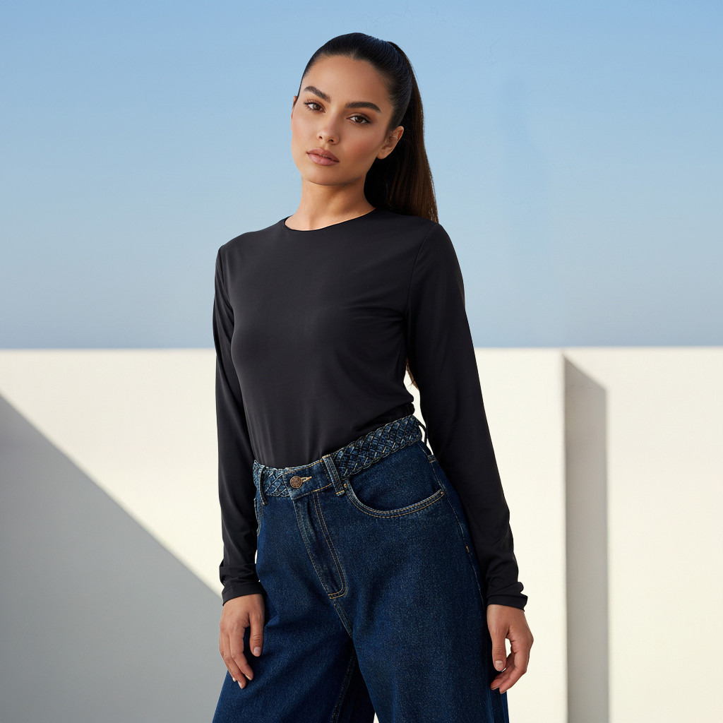 Regular Fit T-shirt with Long Sleeves-women-clothing-tshirts-image-4