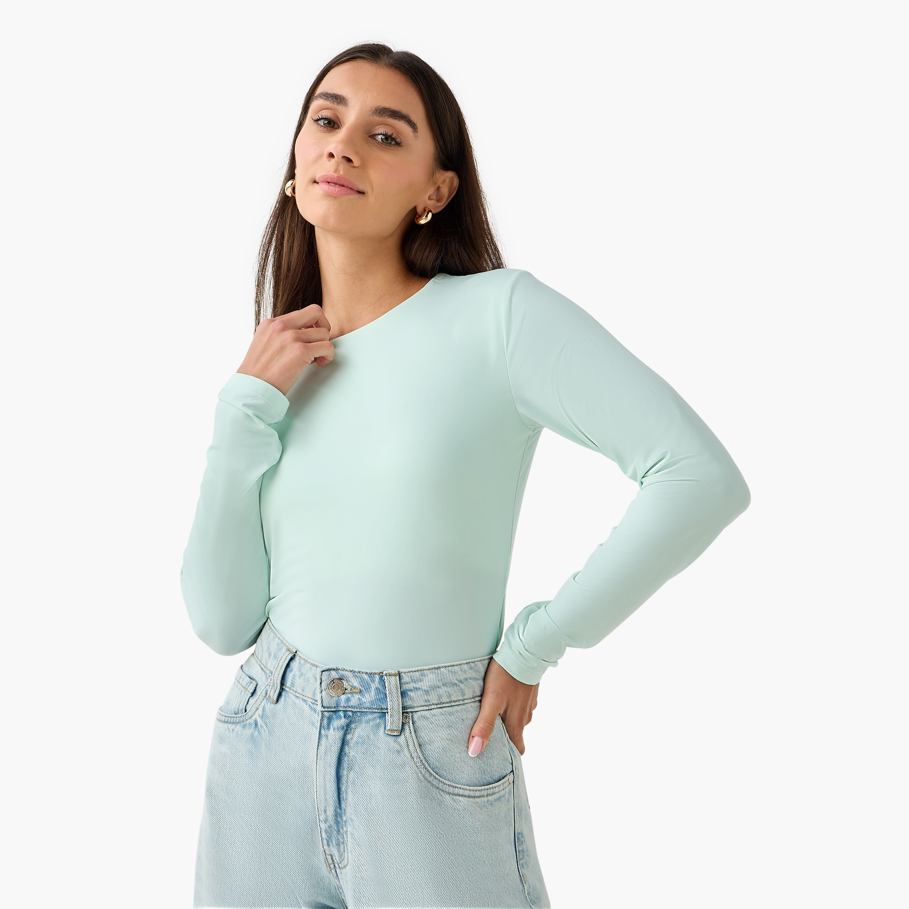 Regular Fit T-shirt with Long Sleeves-women-clothing-tshirts-image-5