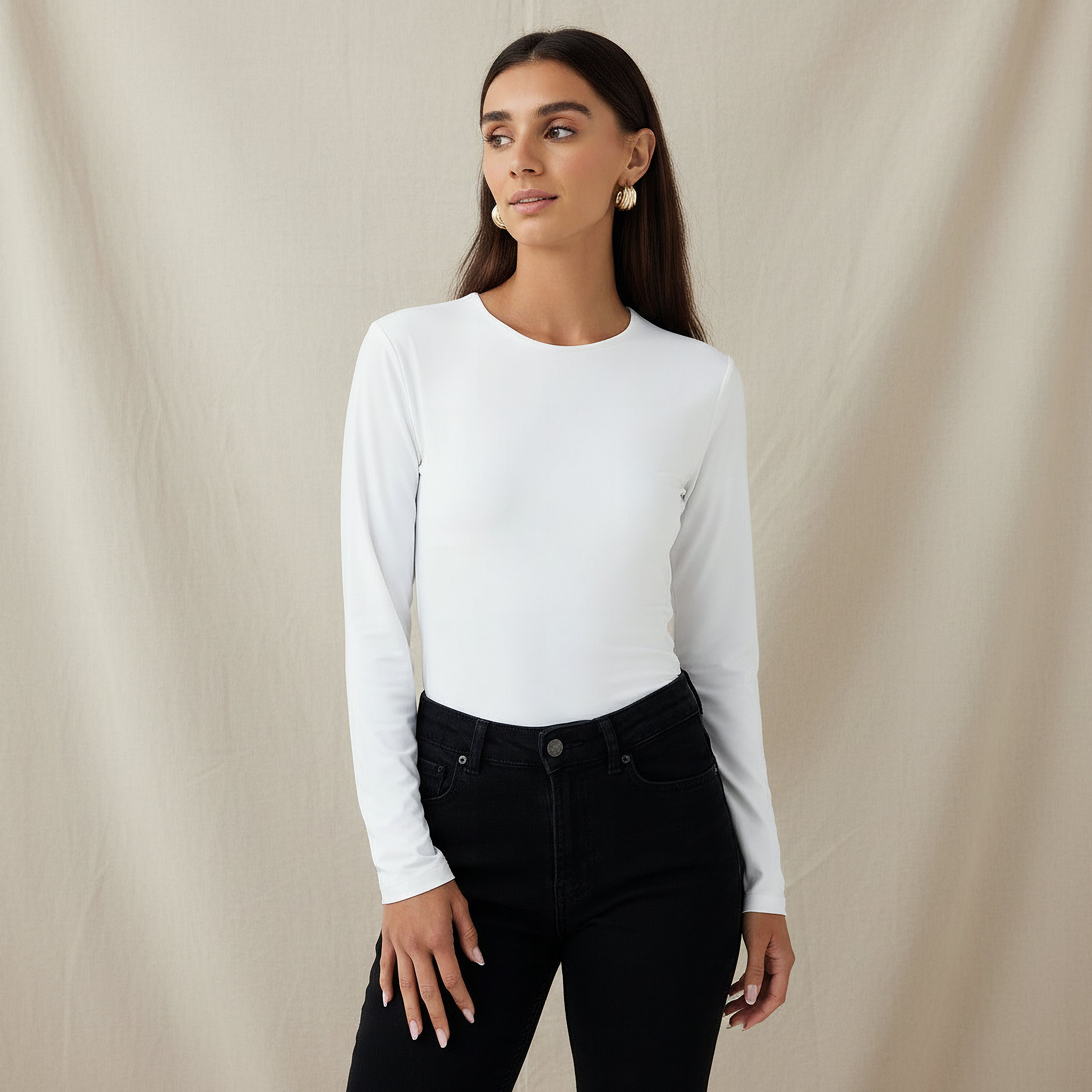 Regular Fit T-shirt with Long Sleeves-women-clothing-tshirts-image-1