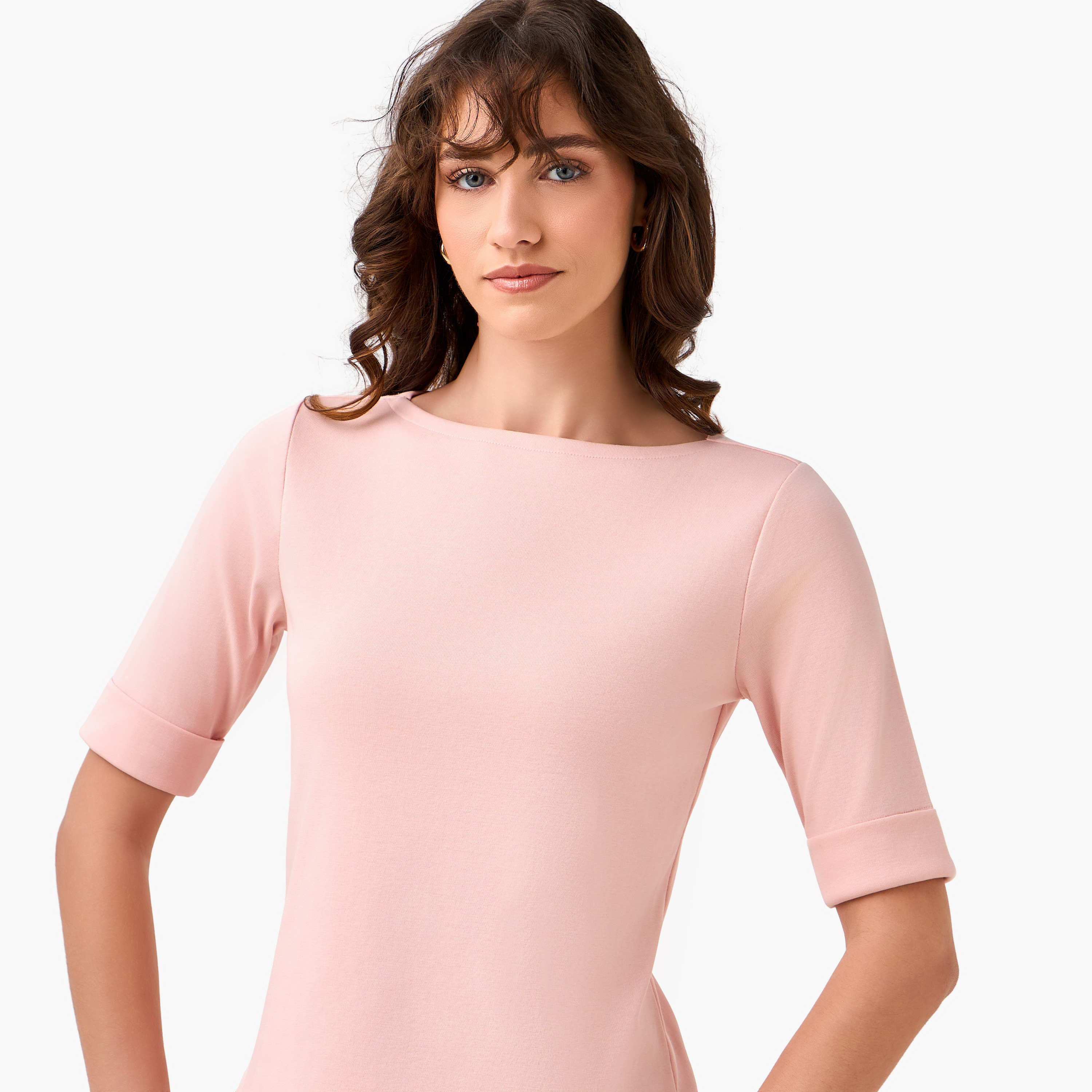 Regular Fit T-shirt with Boat Neck-women-clothing-tshirts-image-6