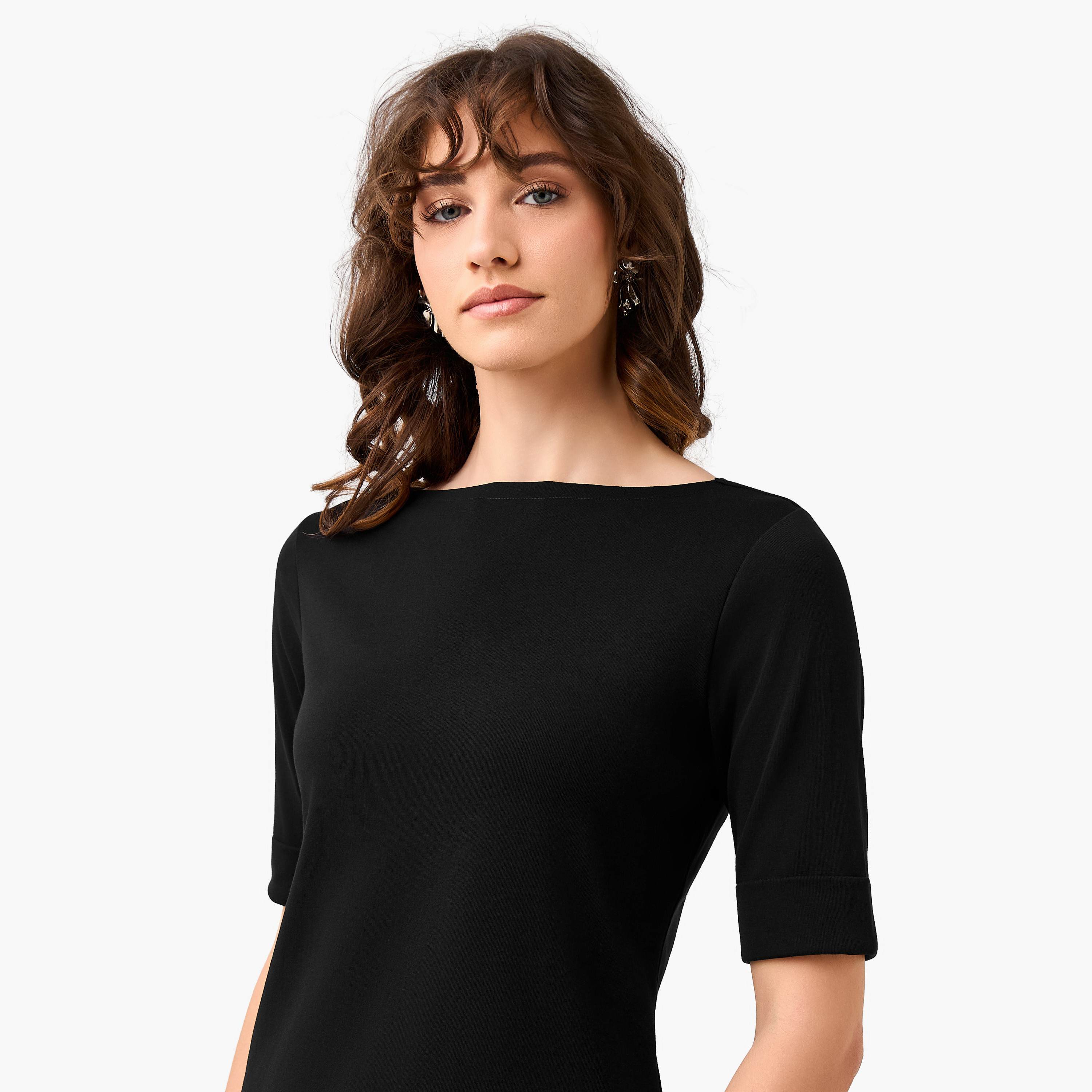 Regular Fit T-shirt with Boat Neck-women-clothing-tshirts-image-6