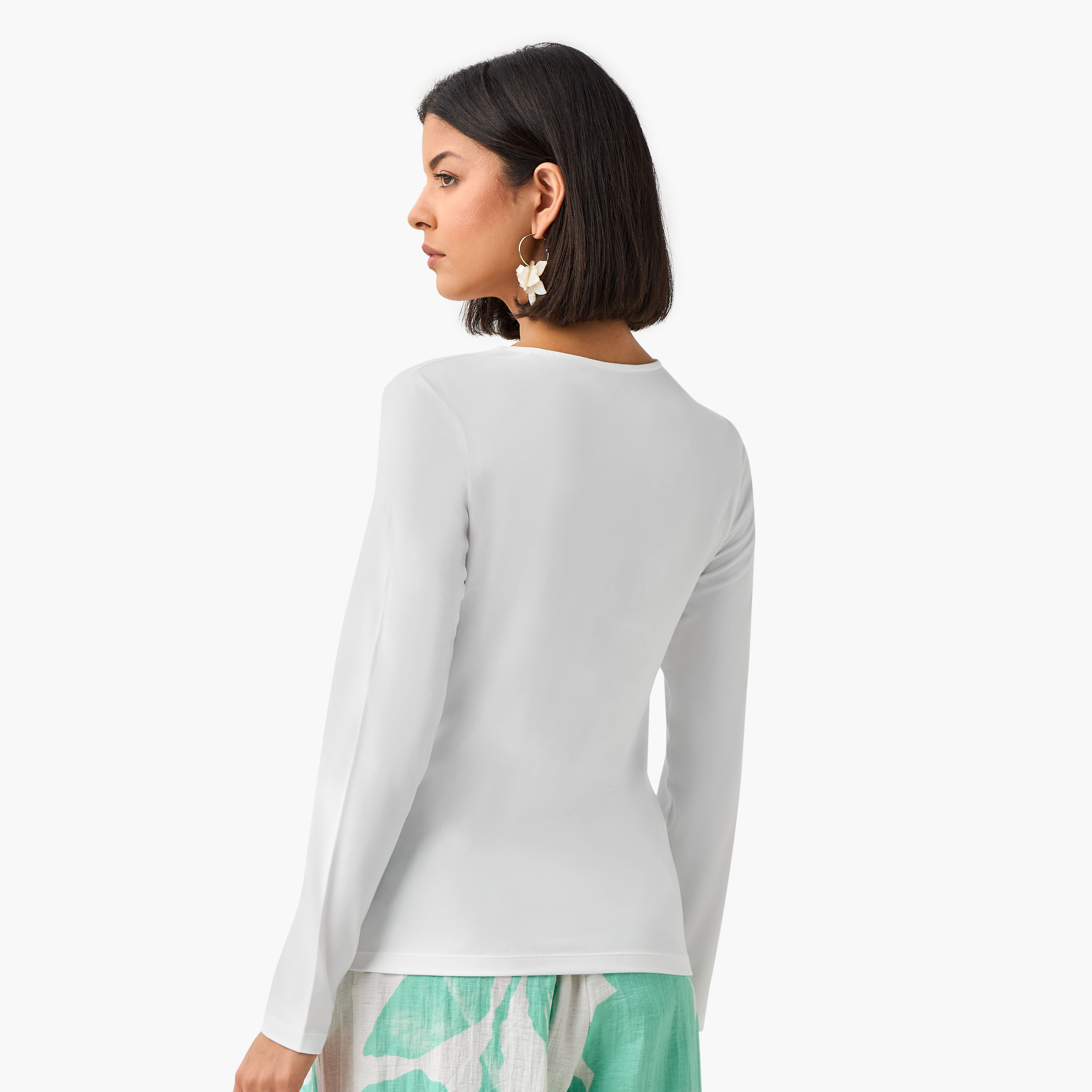 Regular Fit T-shirt with Square Neck-women-clothing-tshirts-image-3