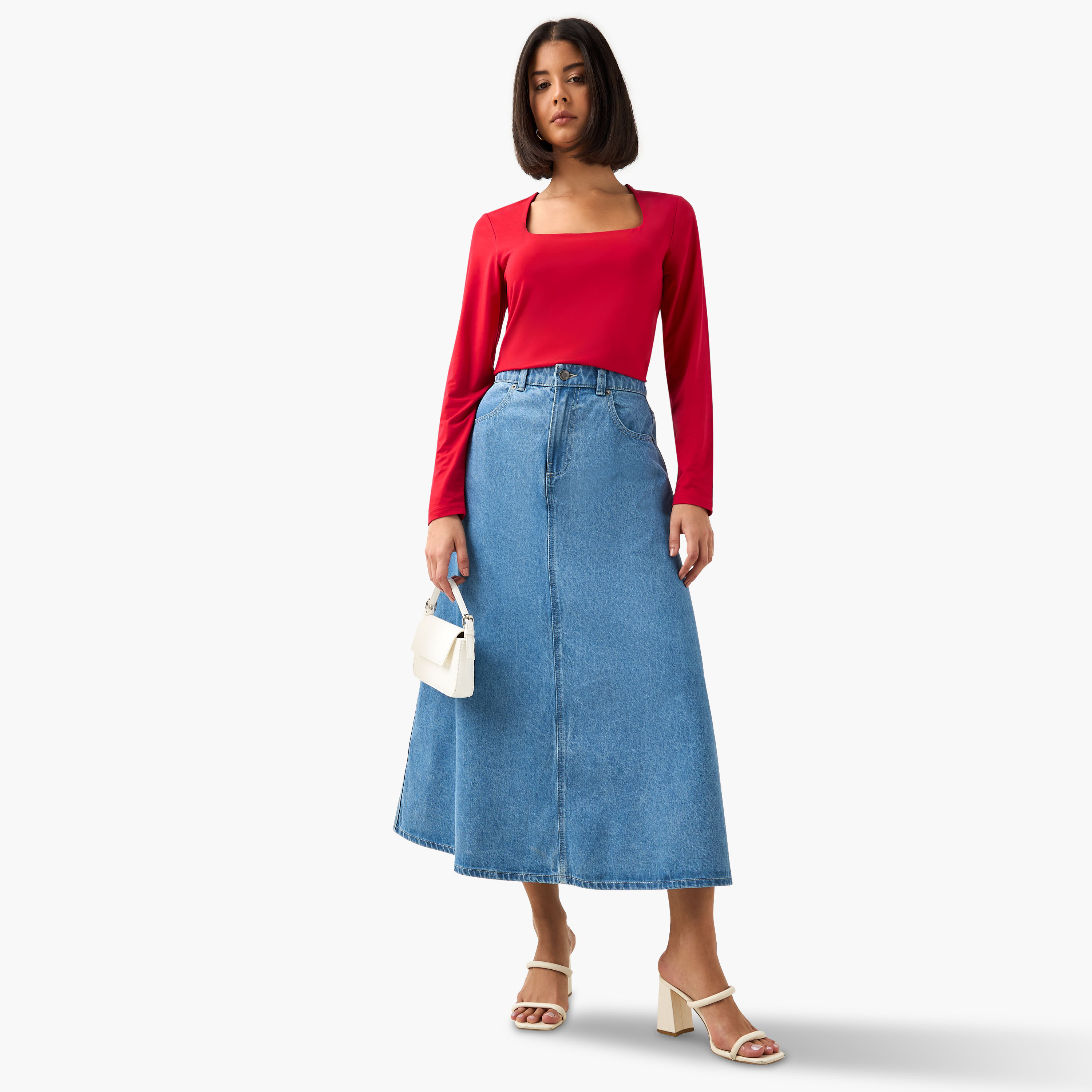 تيشيرت برقبة مربعة وقصة عادية-women-clothing-tshirts-image-2