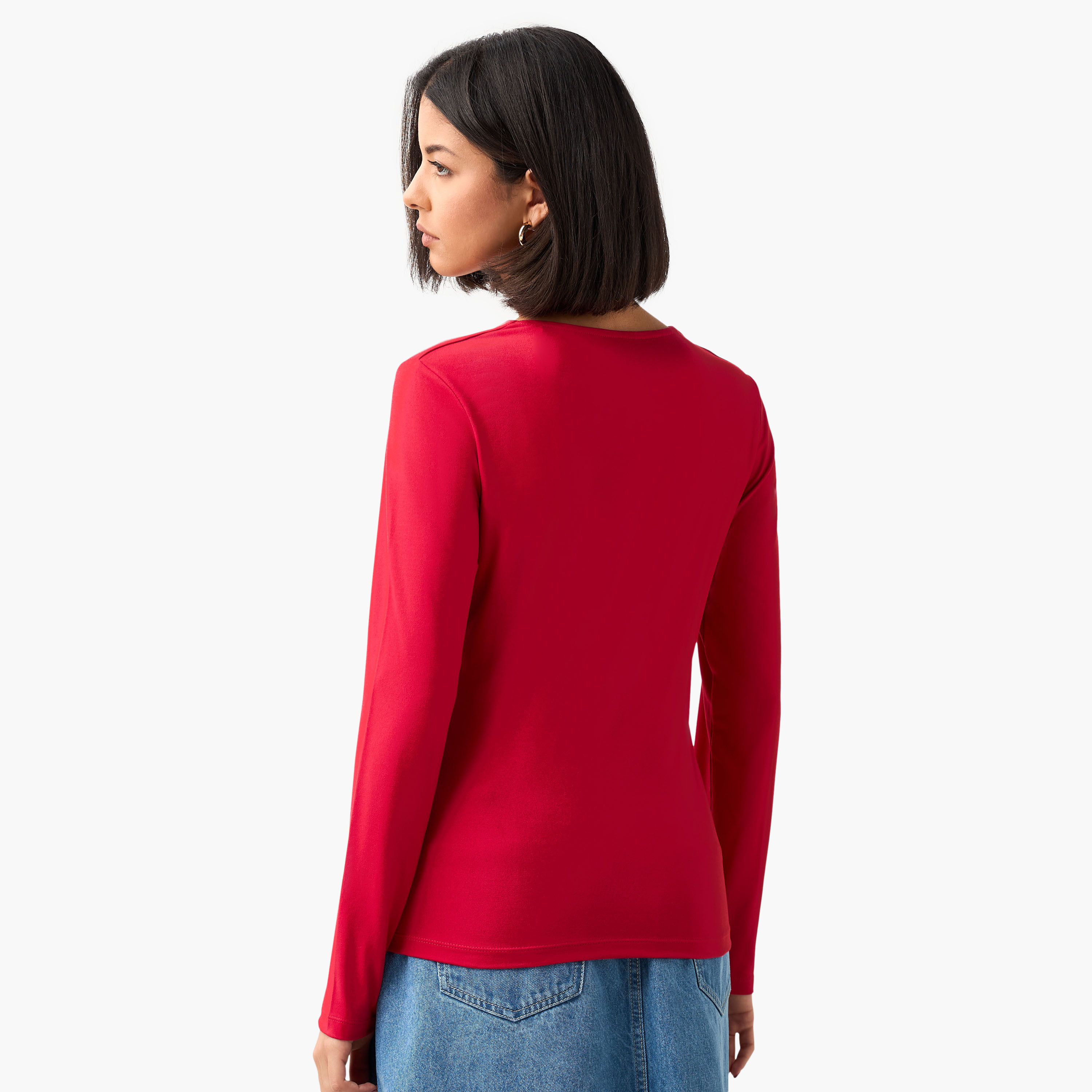 تيشيرت برقبة مربعة وقصة عادية-women-clothing-tshirts-image-3