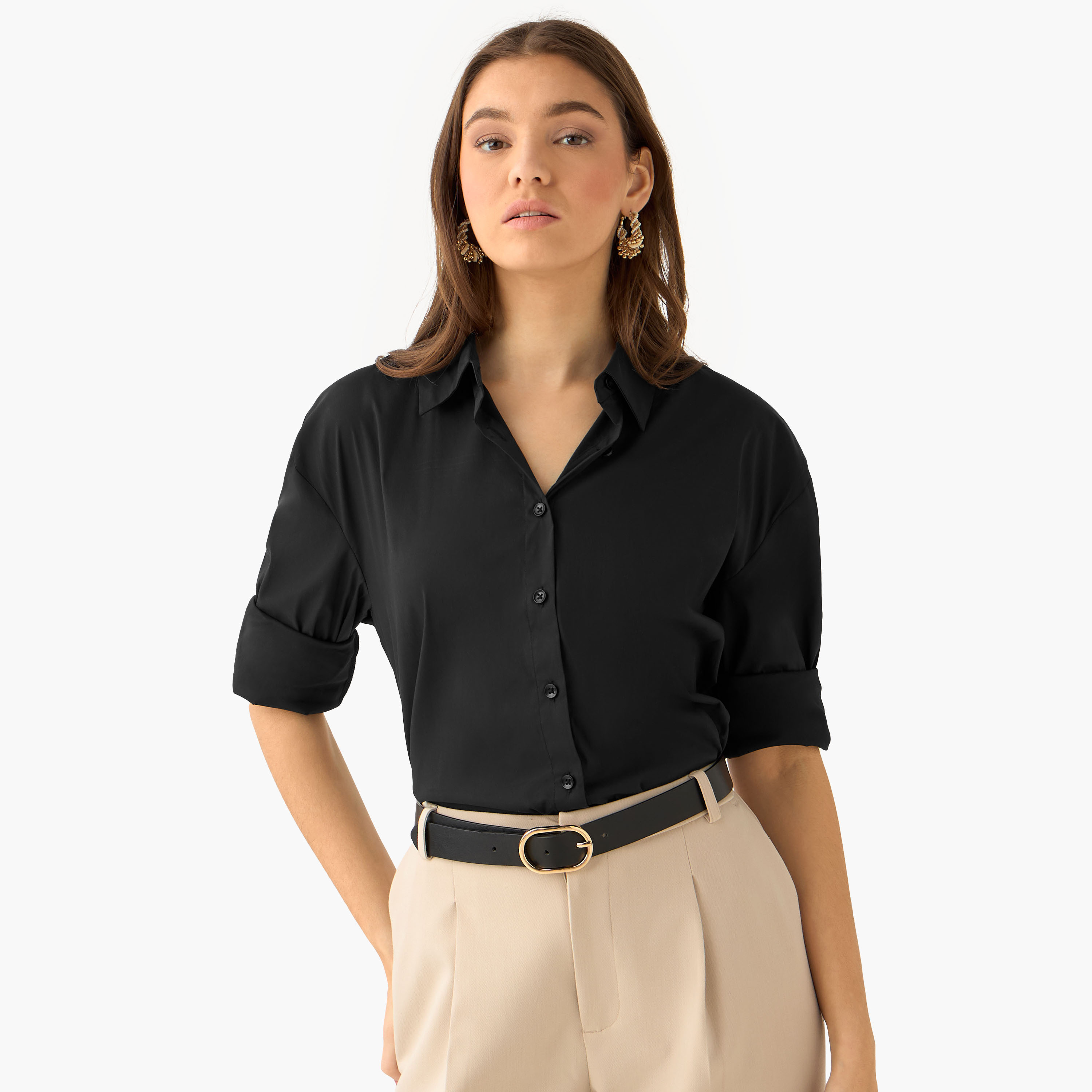 Poplin Shirt with High Low Hem-women-clothing-shirtsandblouses-shirts-image-7