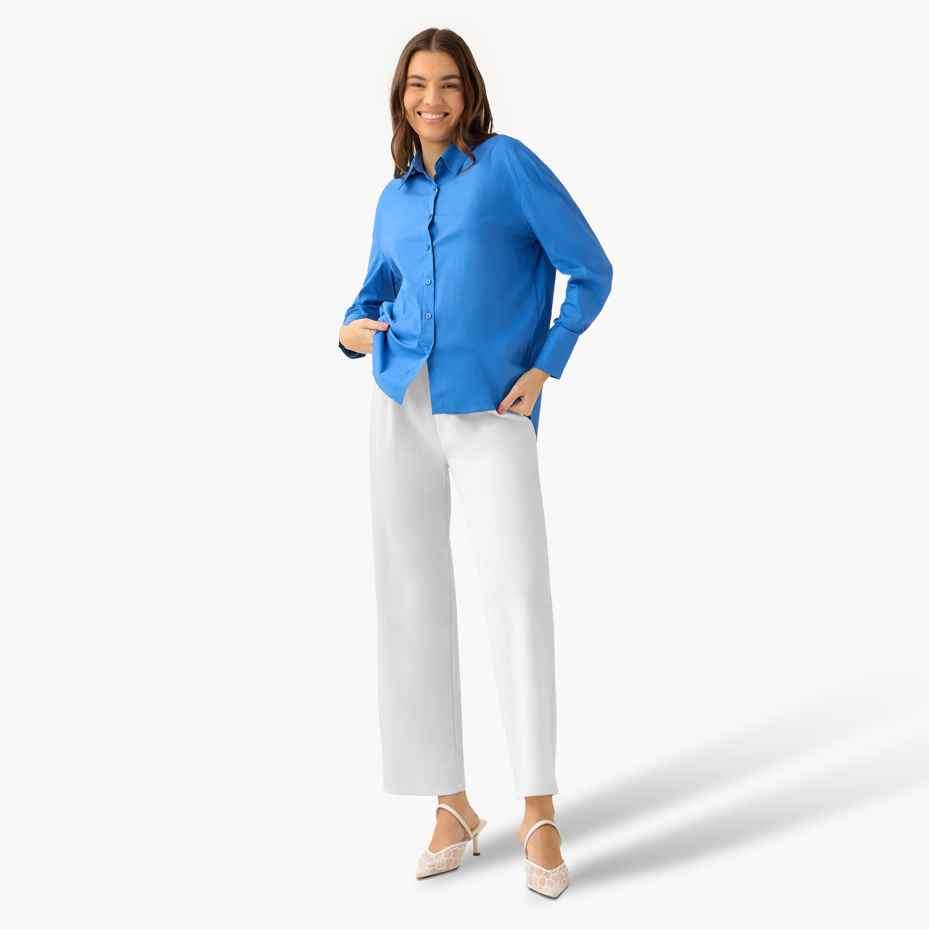 Poplin Shirt with High Low Hem-women-clothing-shirtsandblouses-shirts-image-4