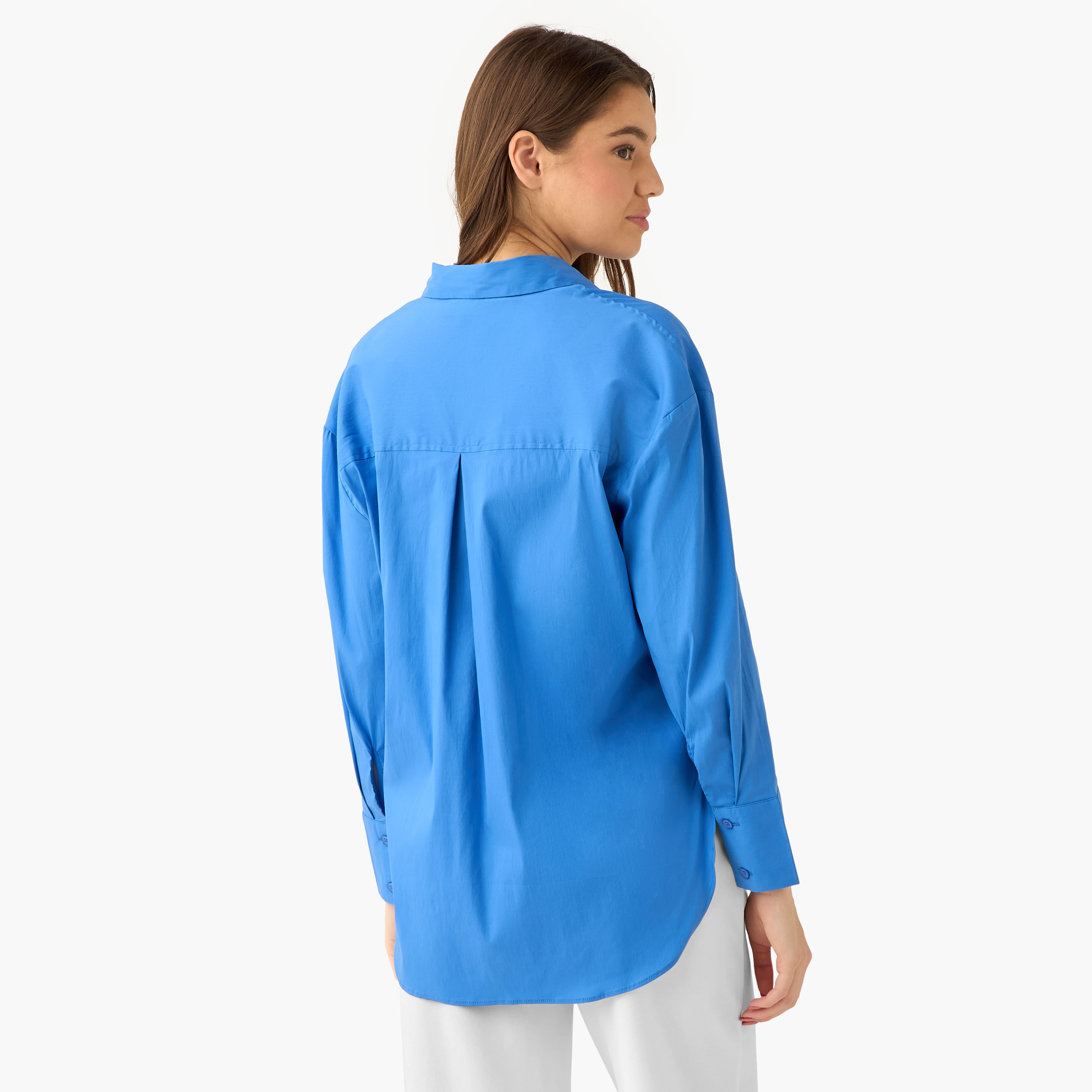 Poplin Shirt with High Low Hem-women-clothing-shirtsandblouses-shirts-image-5