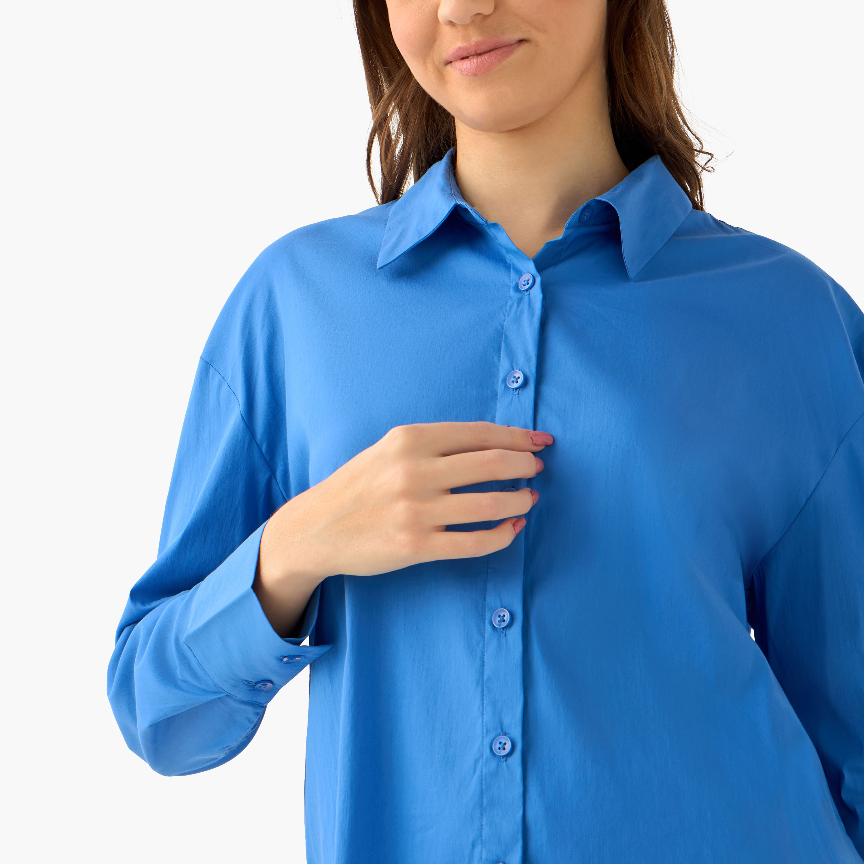 Poplin Shirt with High Low Hem-women-clothing-shirtsandblouses-shirts-image-6