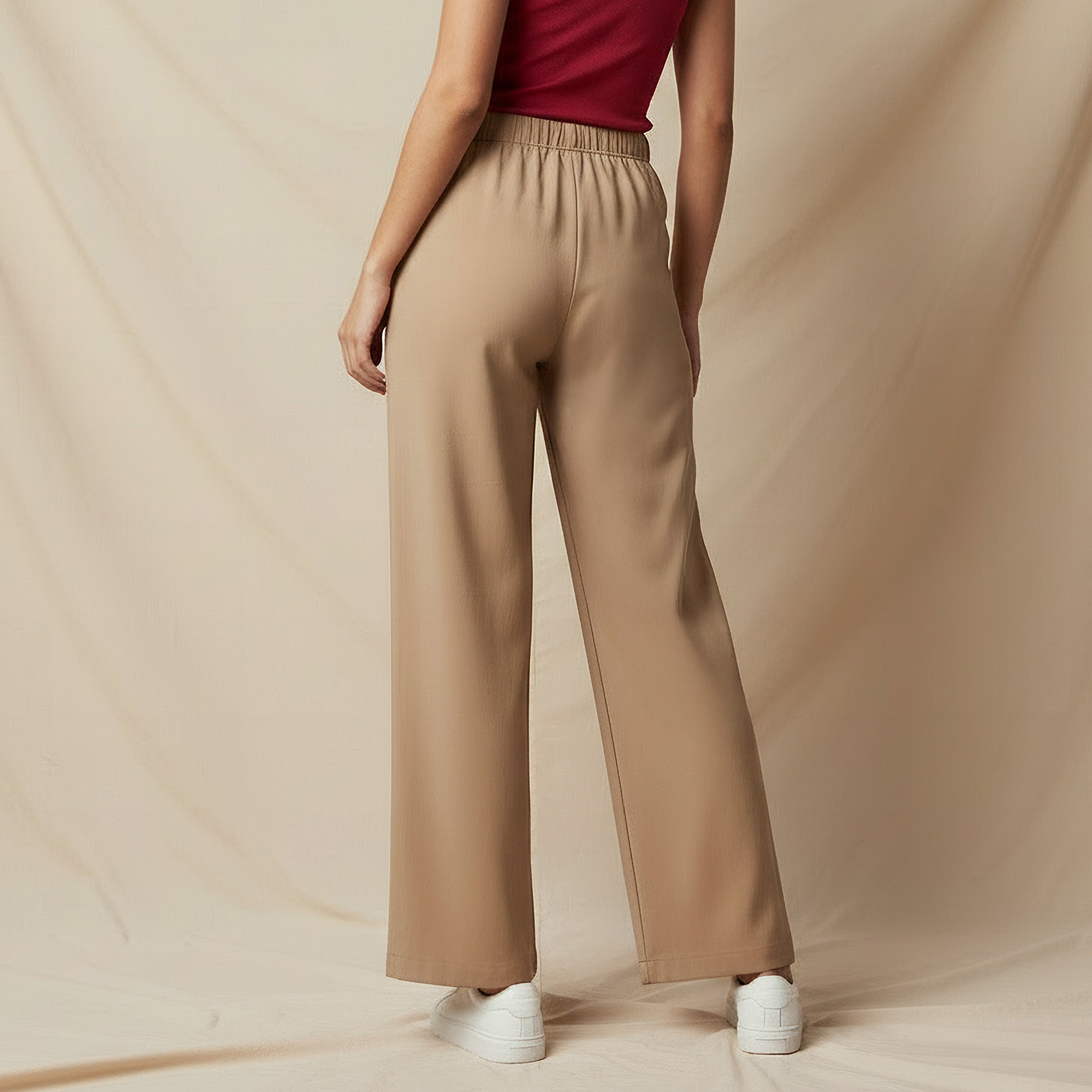 بنطلون واسع الساقين بقصة عادية وخصر متوسط الارتفاع-women-clothing-coordsets-image-3