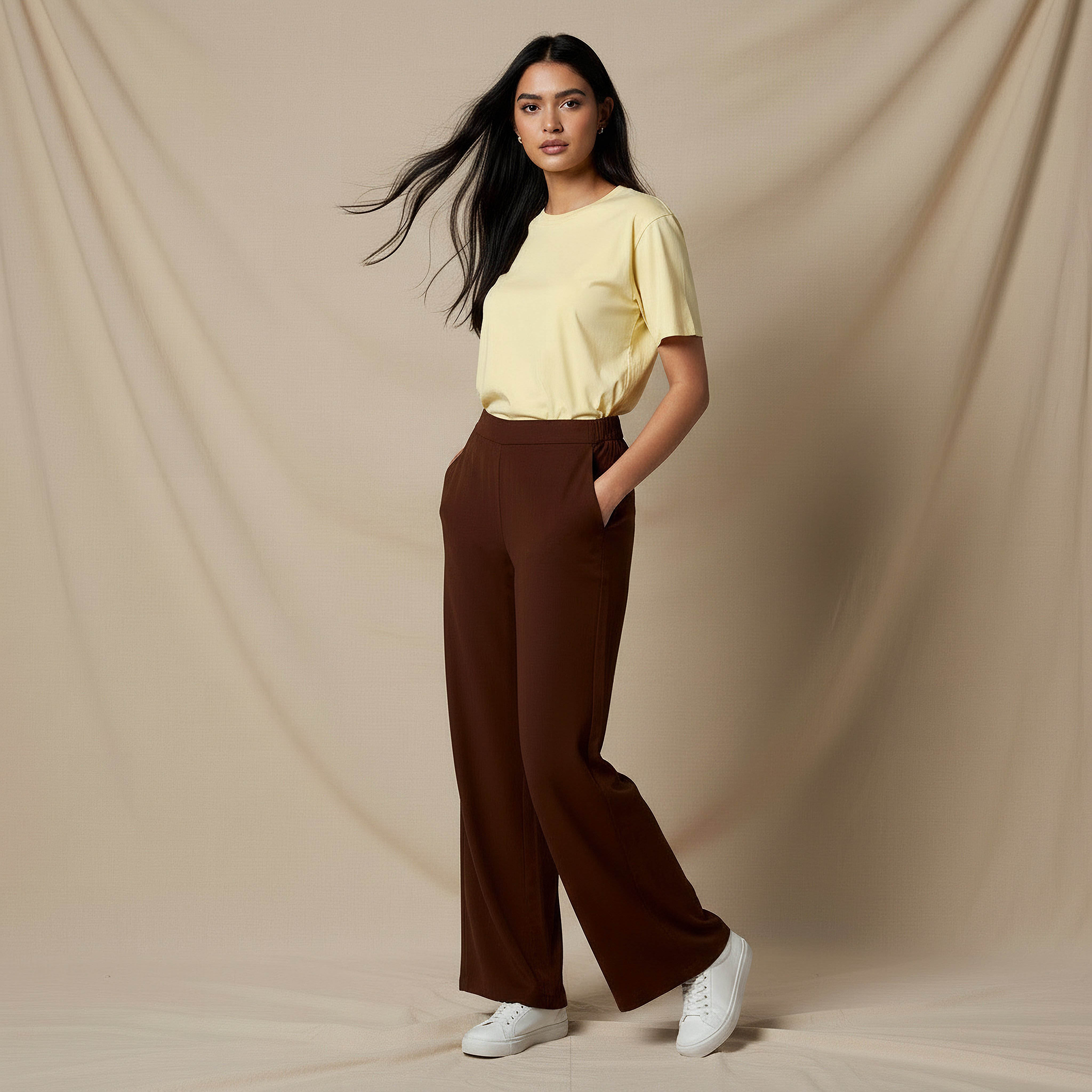 Regular Fit Mid-Rise Wide Leg Pants-women-clothing-coordsets-image-2