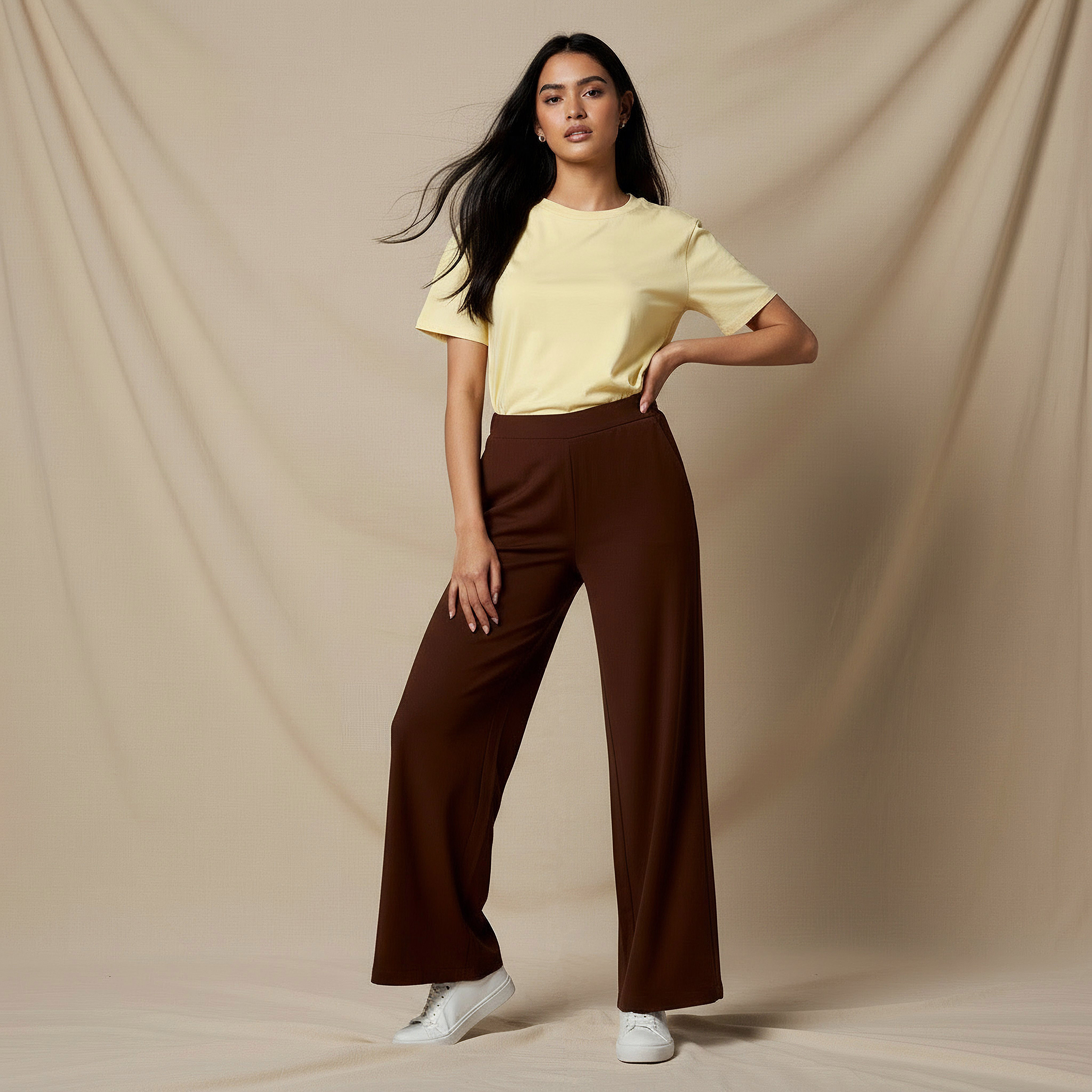Regular Fit Mid-Rise Wide Leg Pants-women-clothing-coordsets-image-5