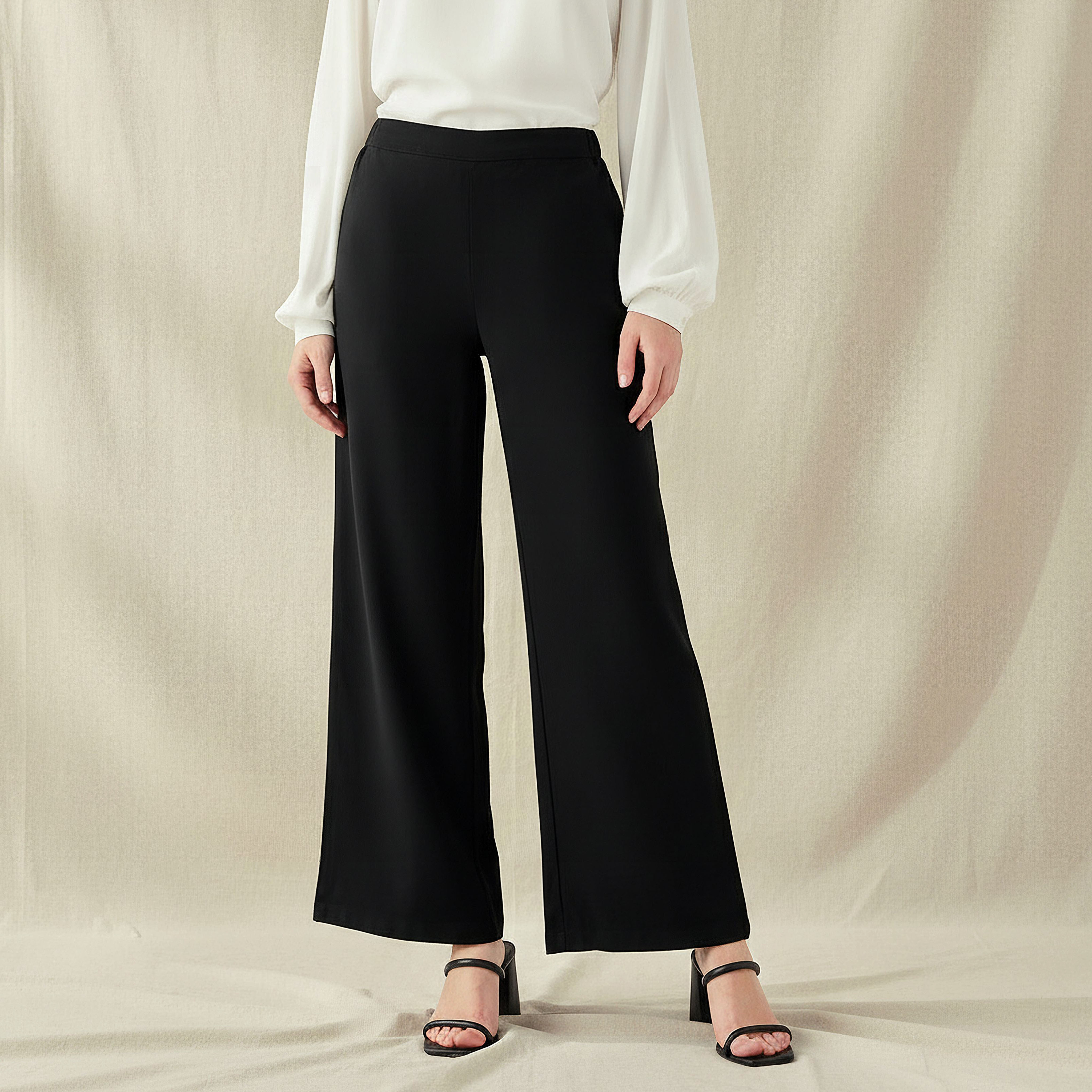 Regular Fit Mid-Rise Wide Leg Pants-women-clothing-coordsets-image-1