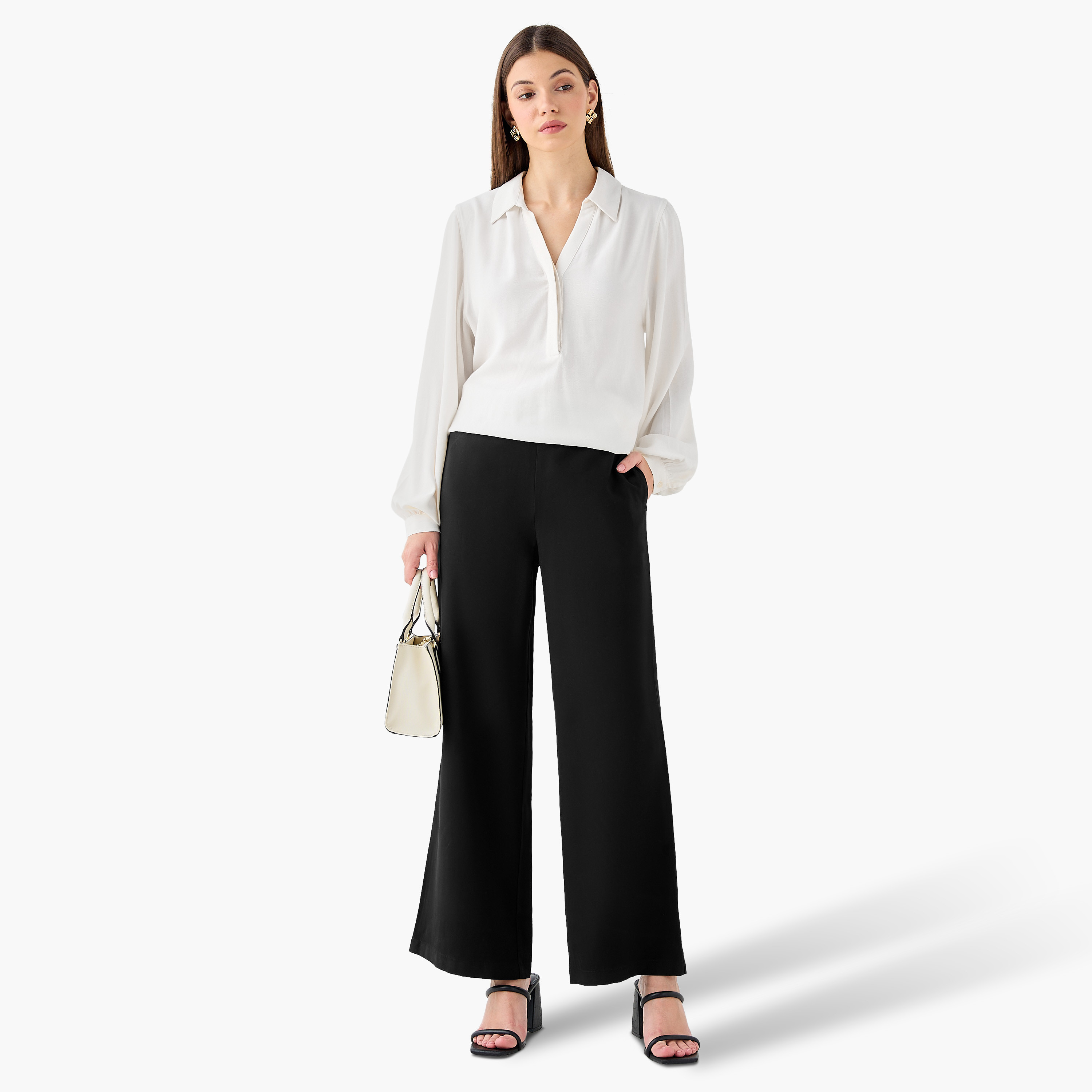 Regular Fit Mid-Rise Wide Leg Pants-women-clothing-coordsets-image-2