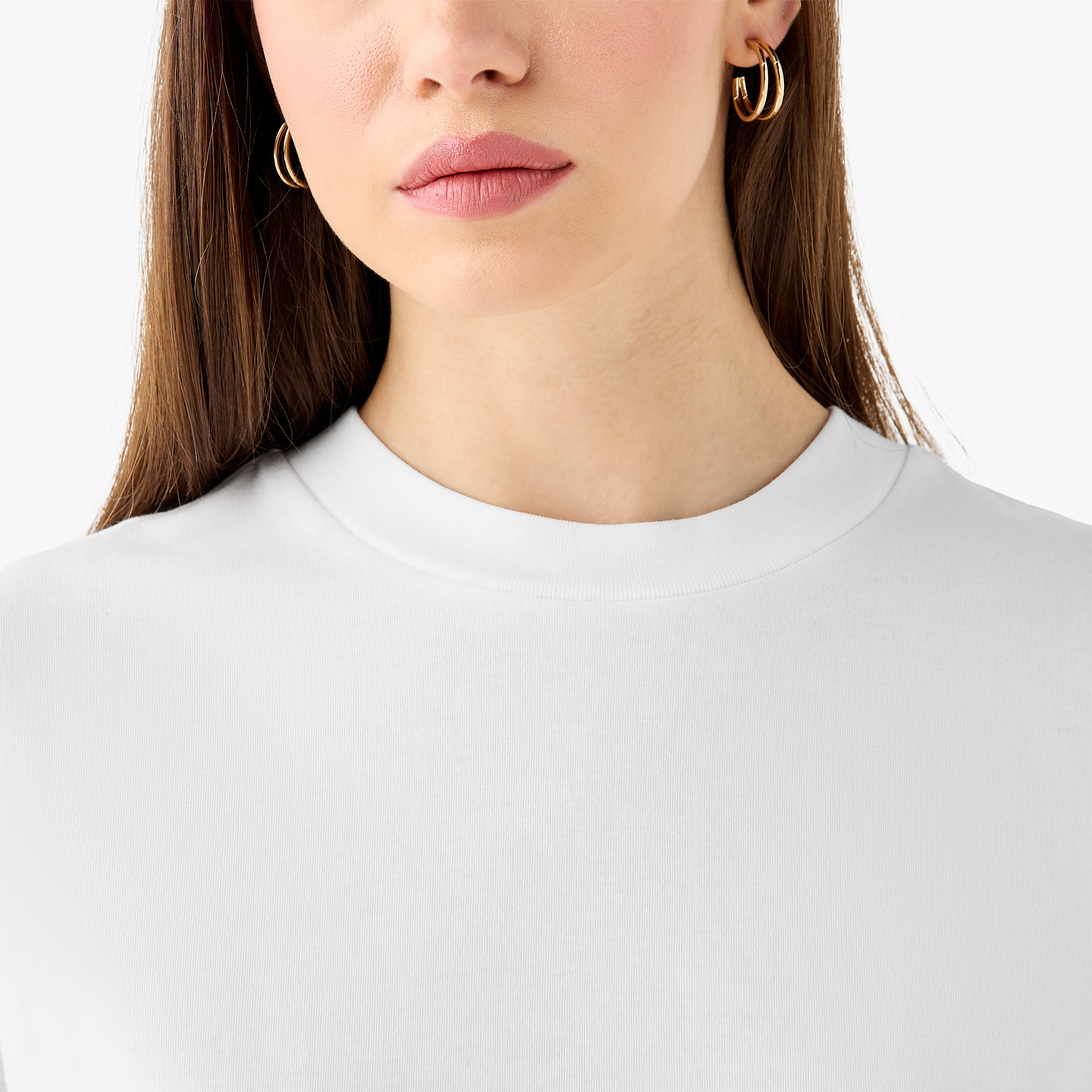 Regular Fit Cotton T-shirt with Side Slits-women-clothing-tshirts-image-3