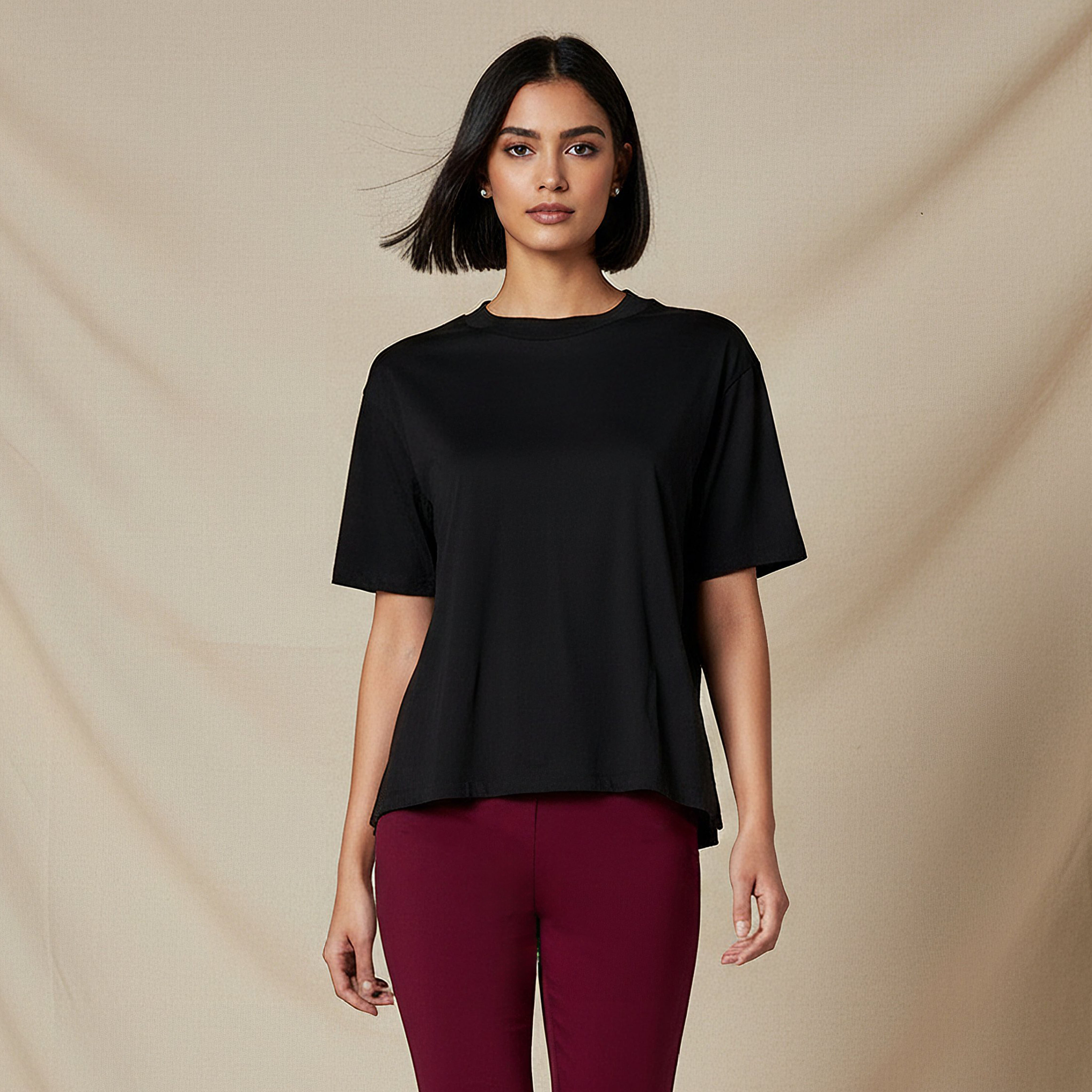 Regular Fit Cotton T-shirt with Side Slits-women-clothing-tshirts-image-1