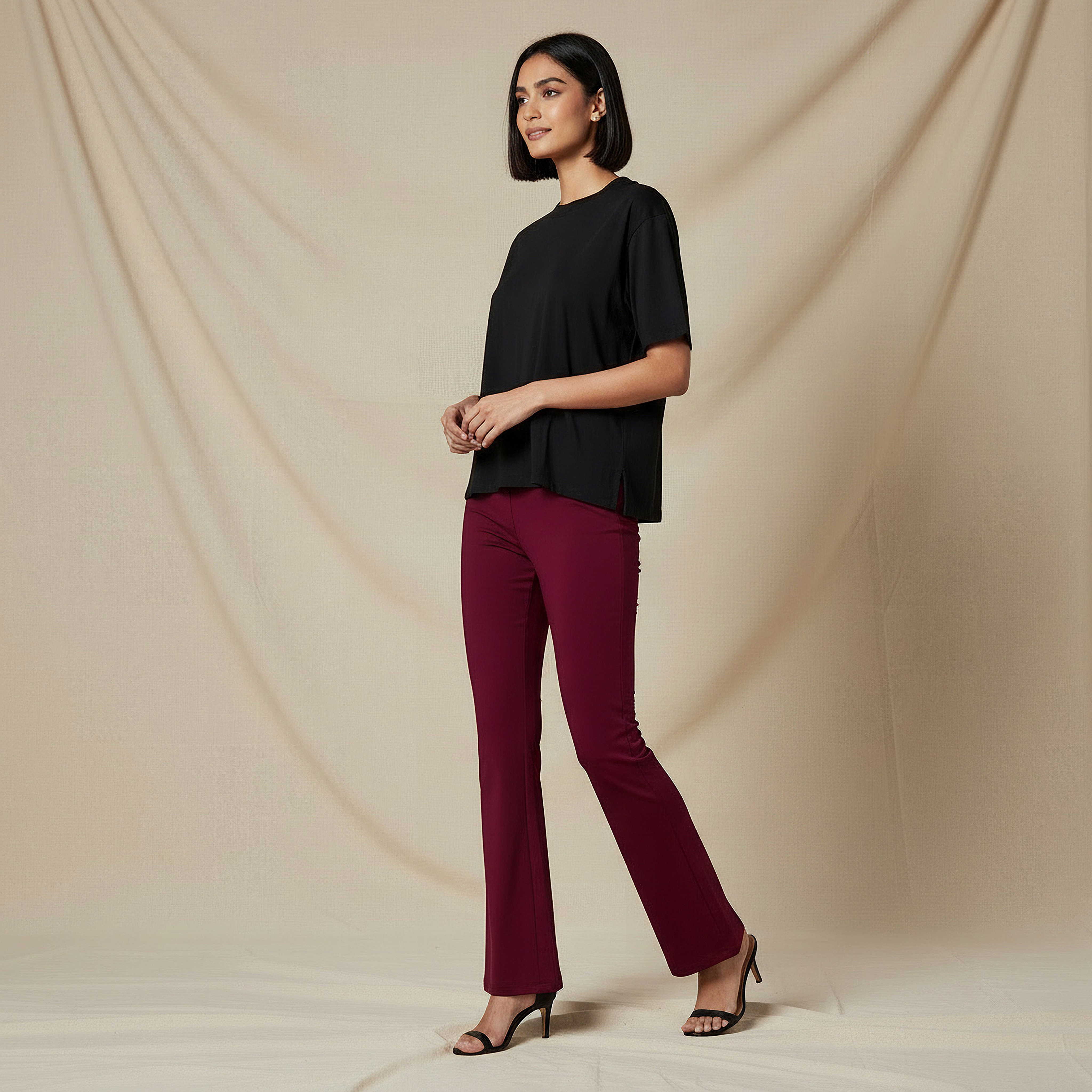 Regular Fit Cotton T-shirt with Side Slits-women-clothing-tshirts-image-2