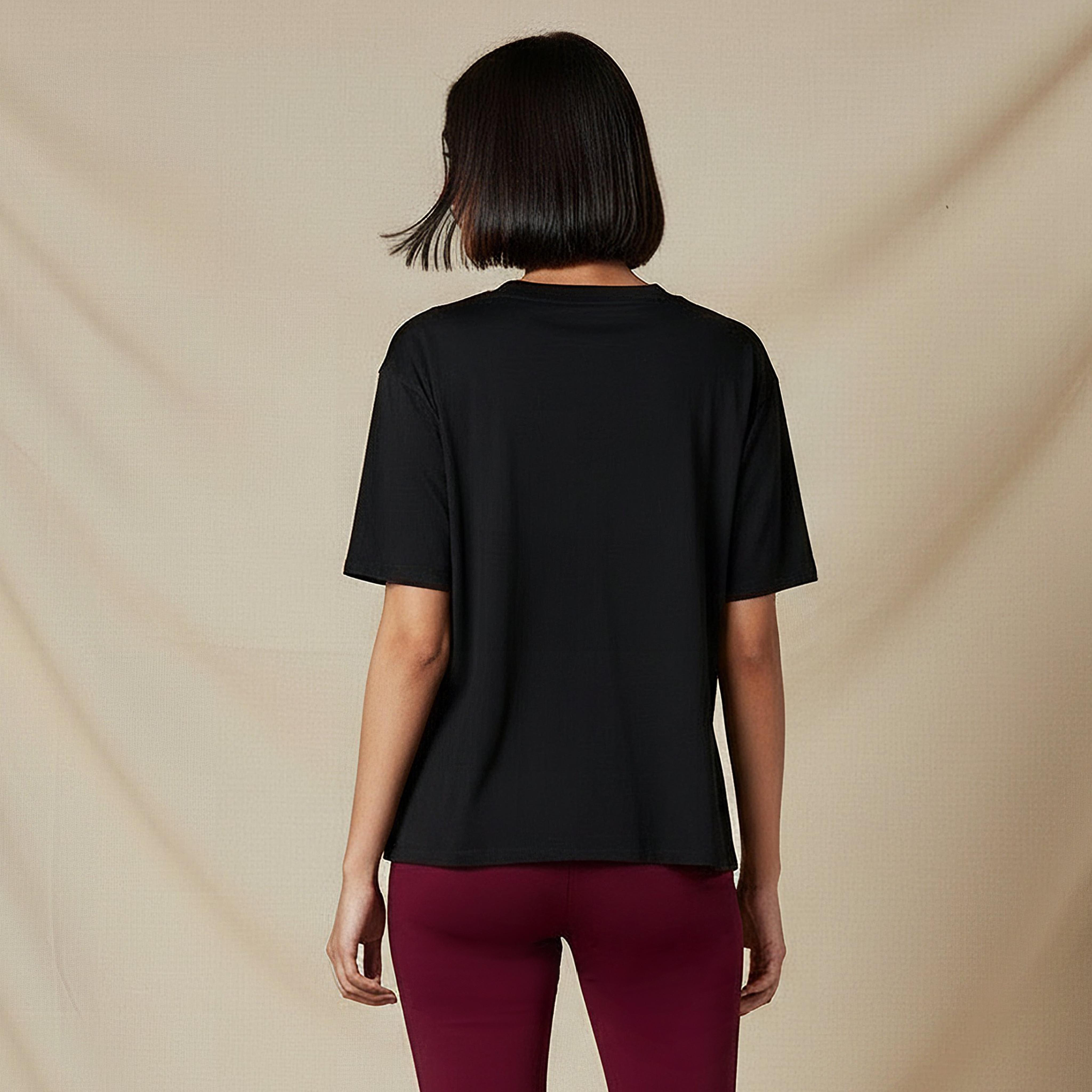 Regular Fit Cotton T-shirt with Side Slits-women-clothing-tshirts-image-4