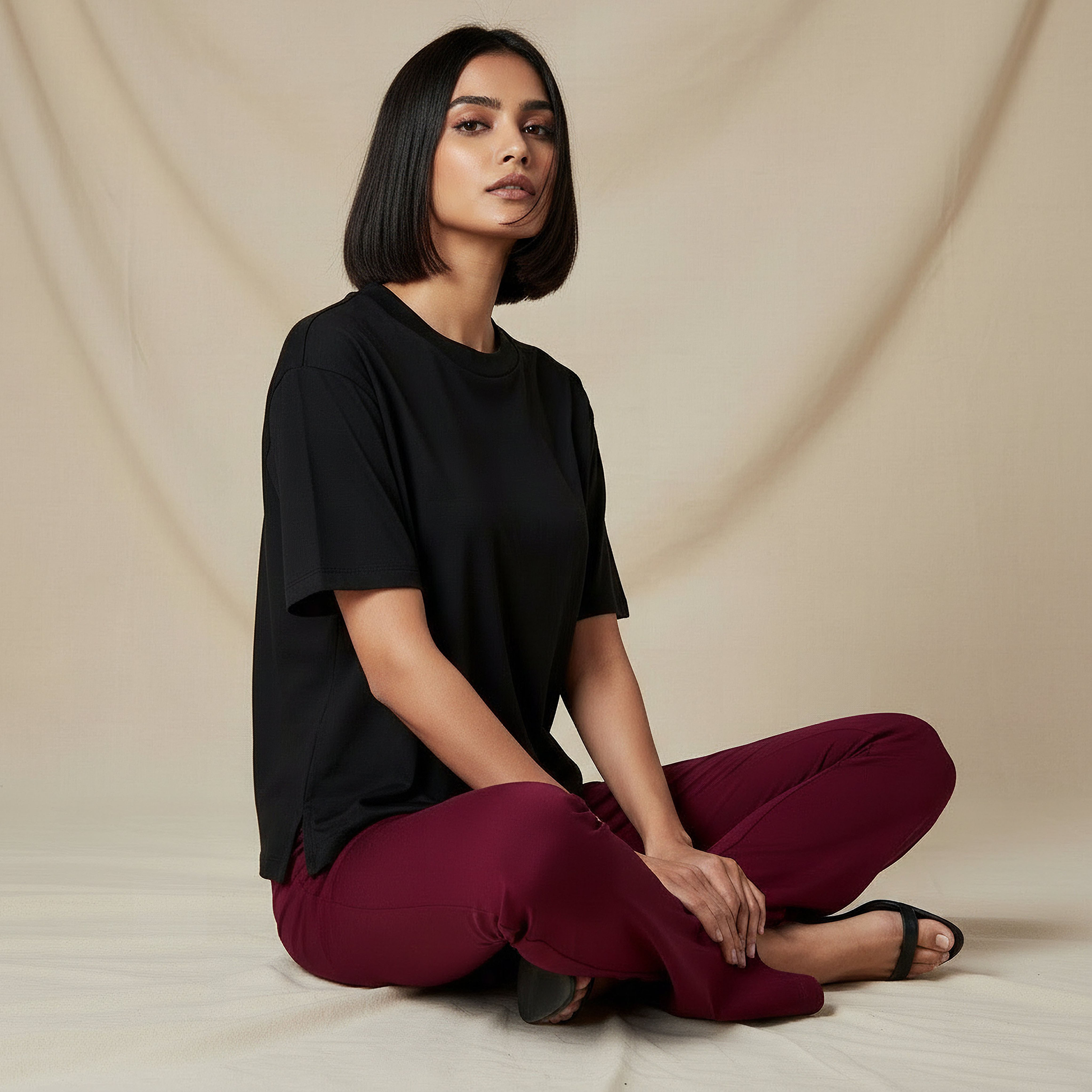 Regular Fit Cotton T-shirt with Side Slits-women-clothing-tshirts-image-5