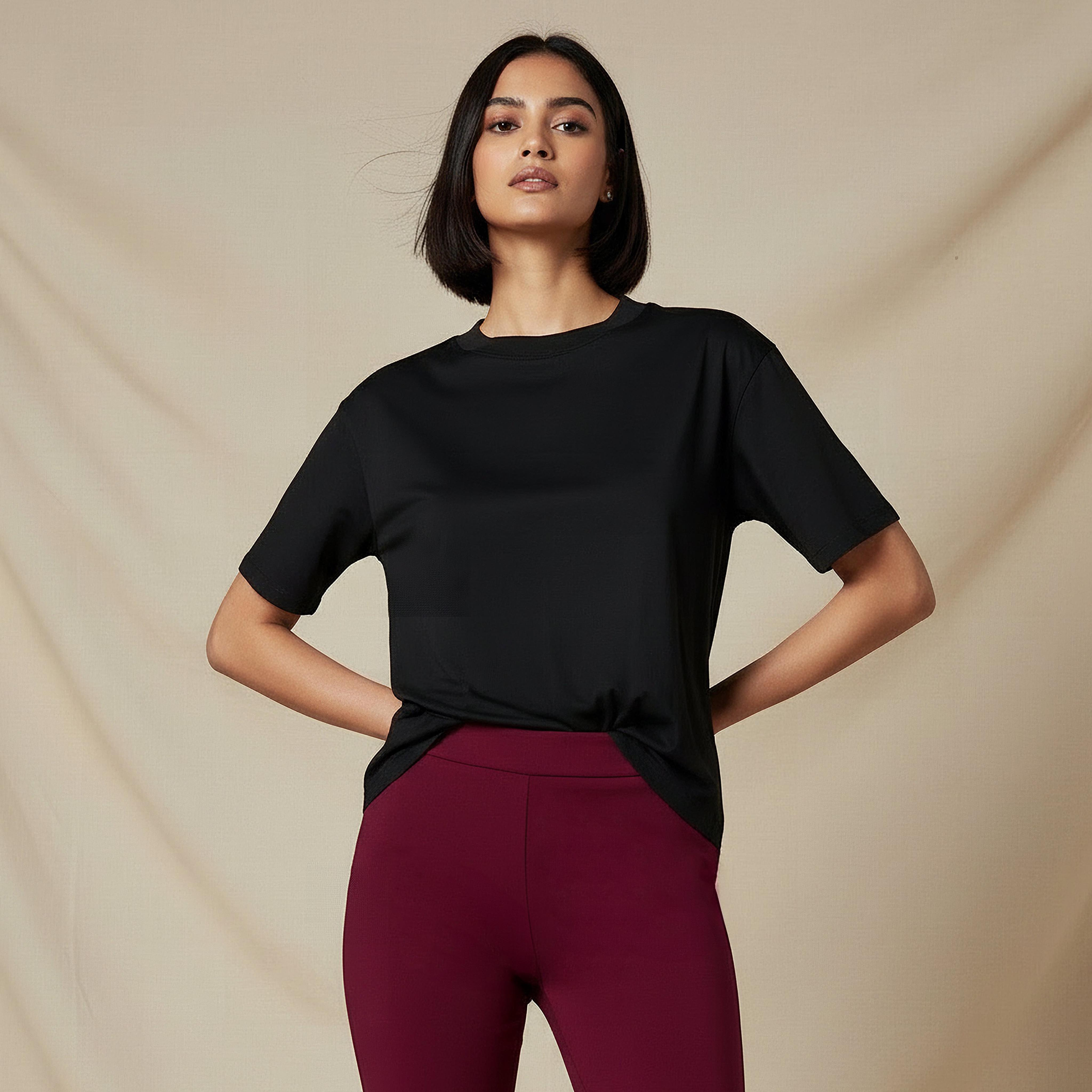 Regular Fit Cotton T-shirt with Side Slits-women-clothing-tshirts-image-6