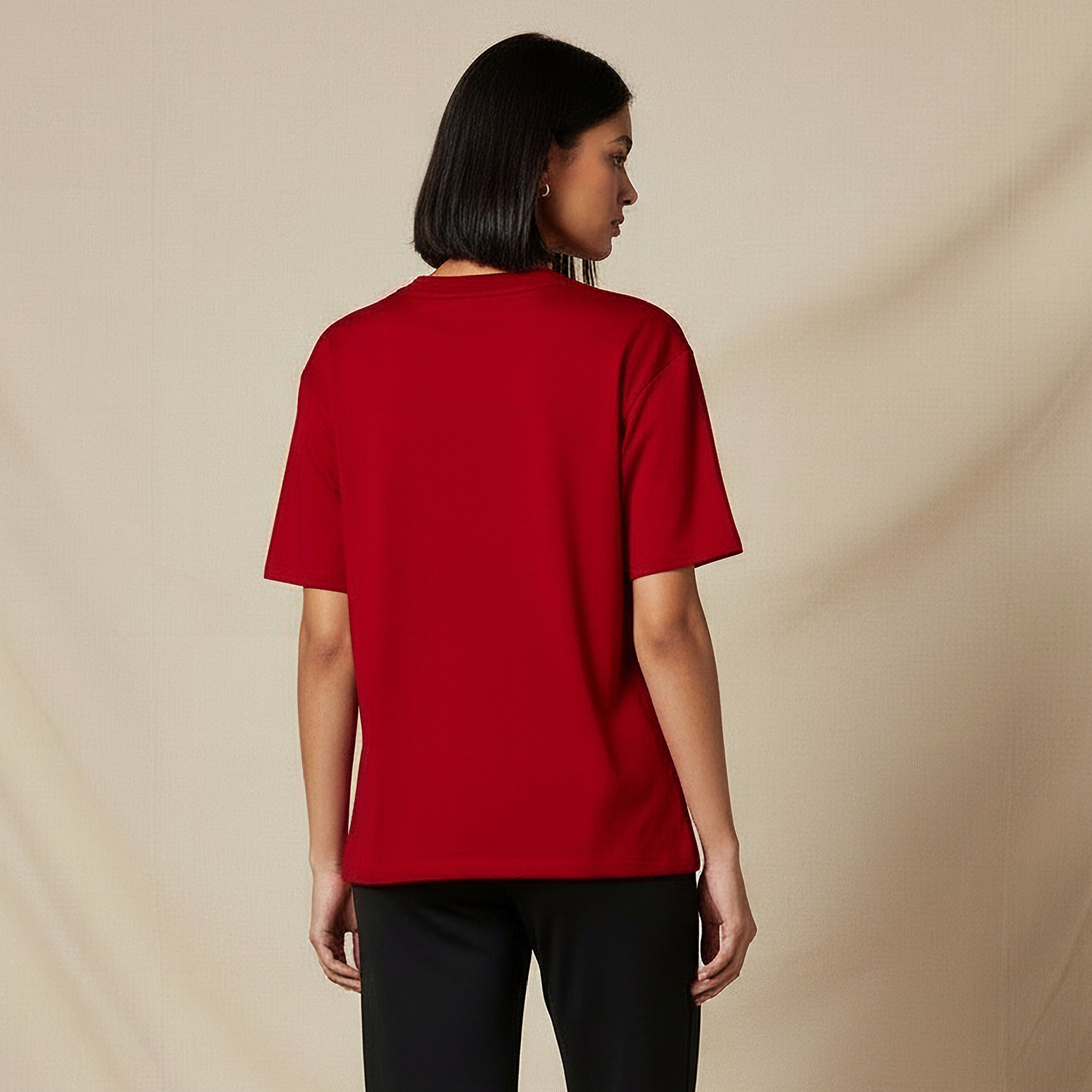 Regular Fit Cotton T-shirt with Side Slits-women-clothing-tshirts-image-4