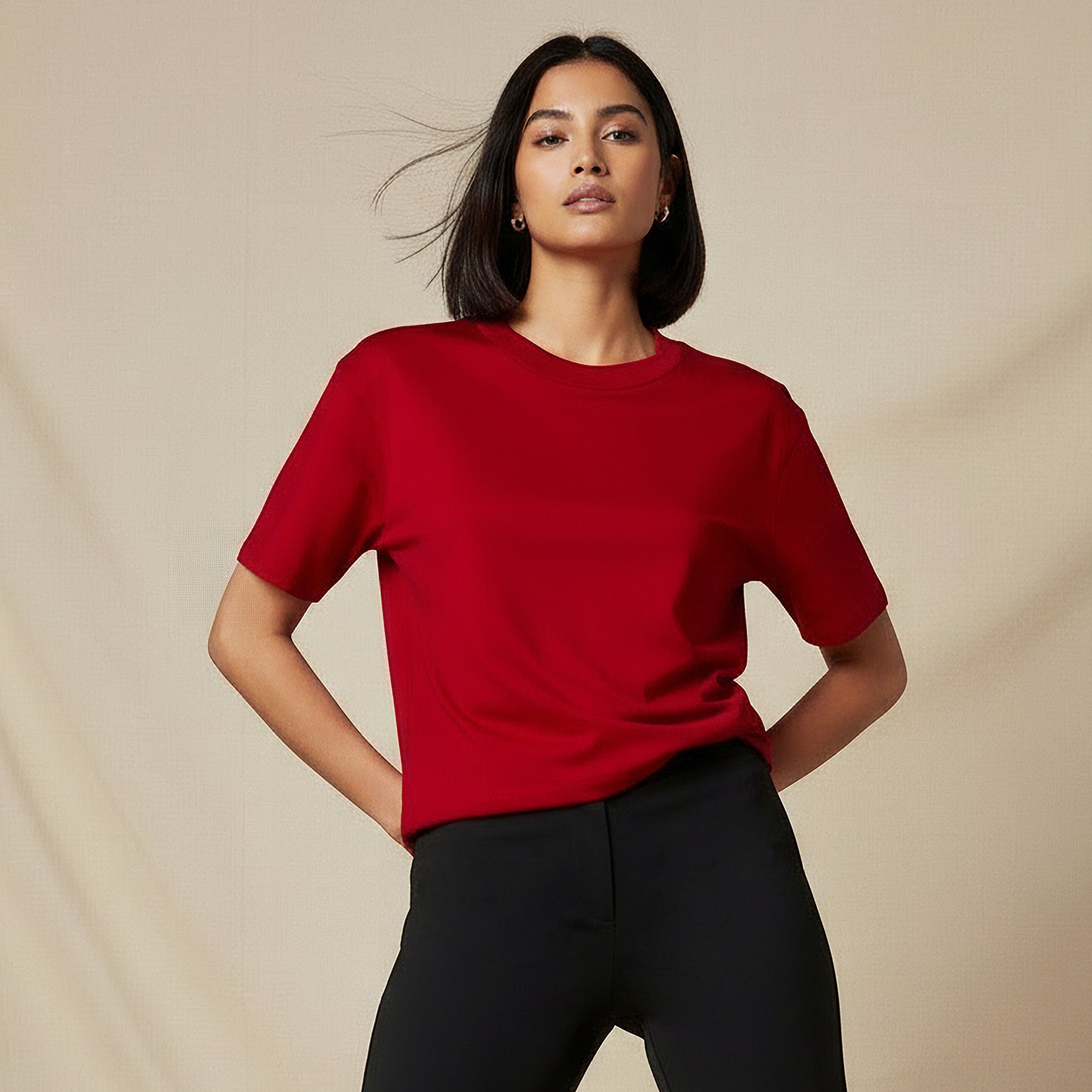 Regular Fit Cotton T-shirt with Side Slits-women-clothing-tshirts-image-6