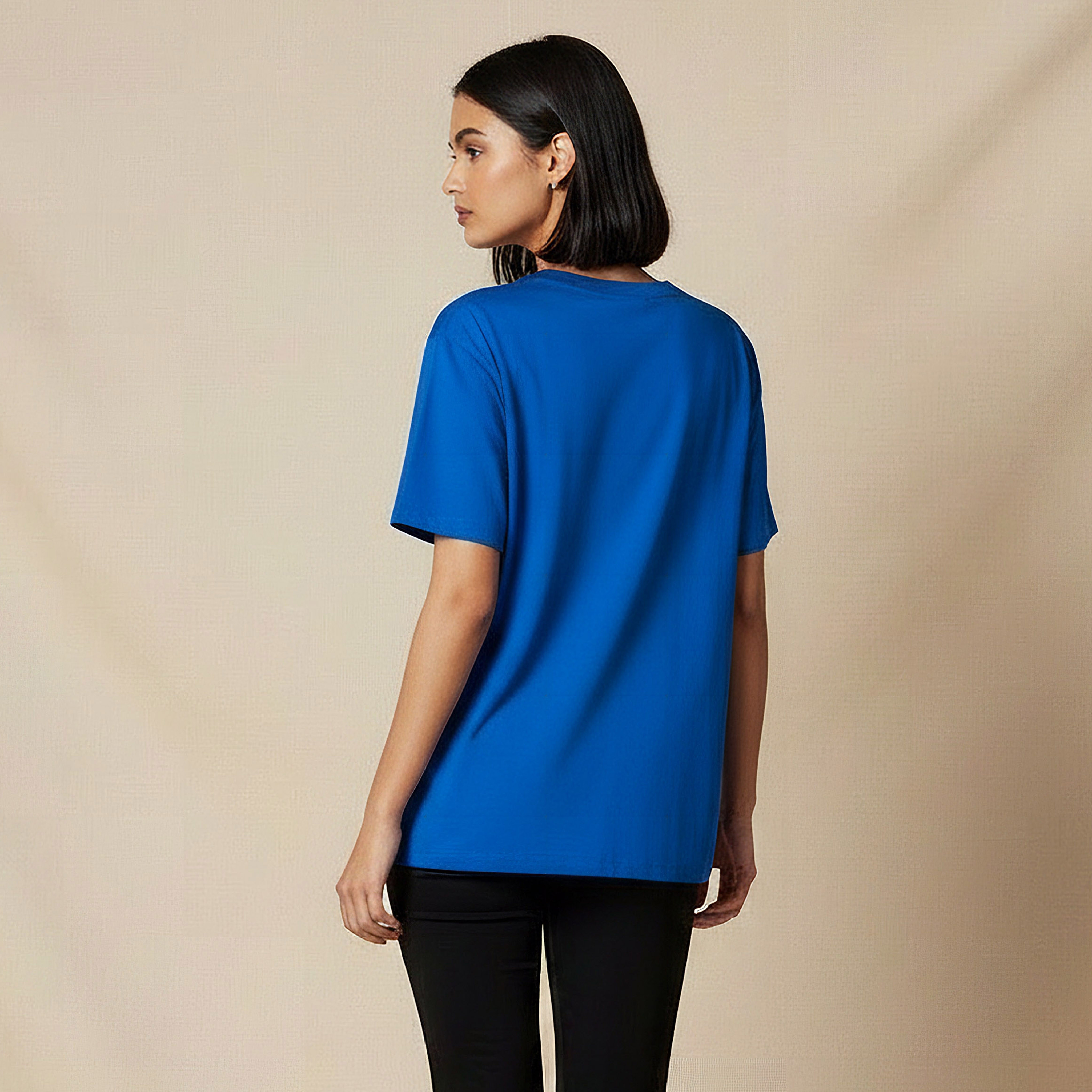 تيشيرت قطن بقصة عادية وفتحات جانبية-women-clothing-tshirts-image-4