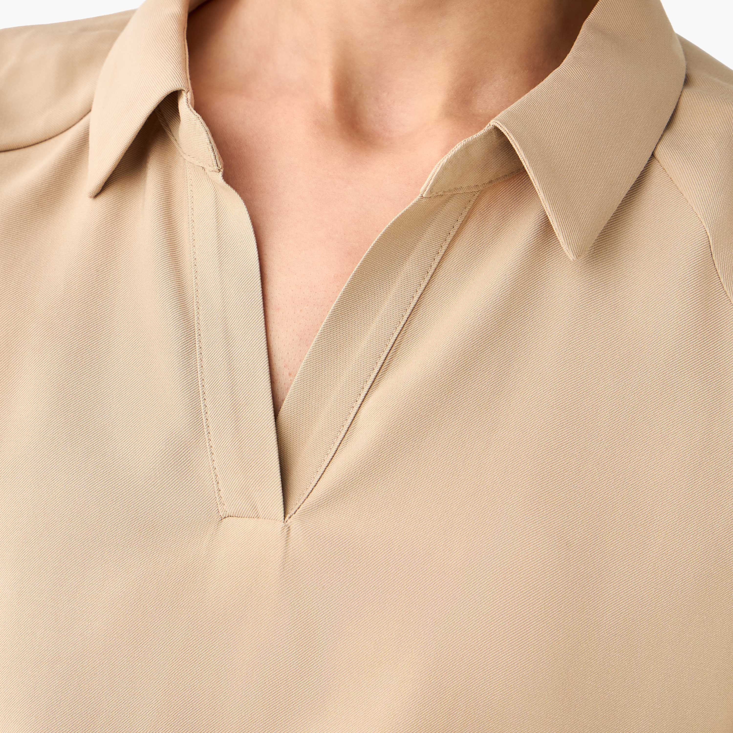 بلوزة تويل بقصة عادية وأكمام راجلان وياقة-women-clothing-coordsets-image-4